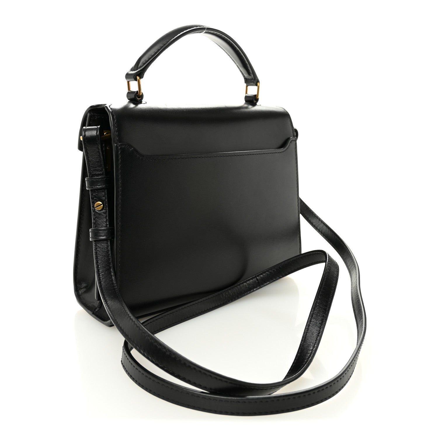 Calfskin Mini Classic Monogram Cassandra Top Handle Black Tan