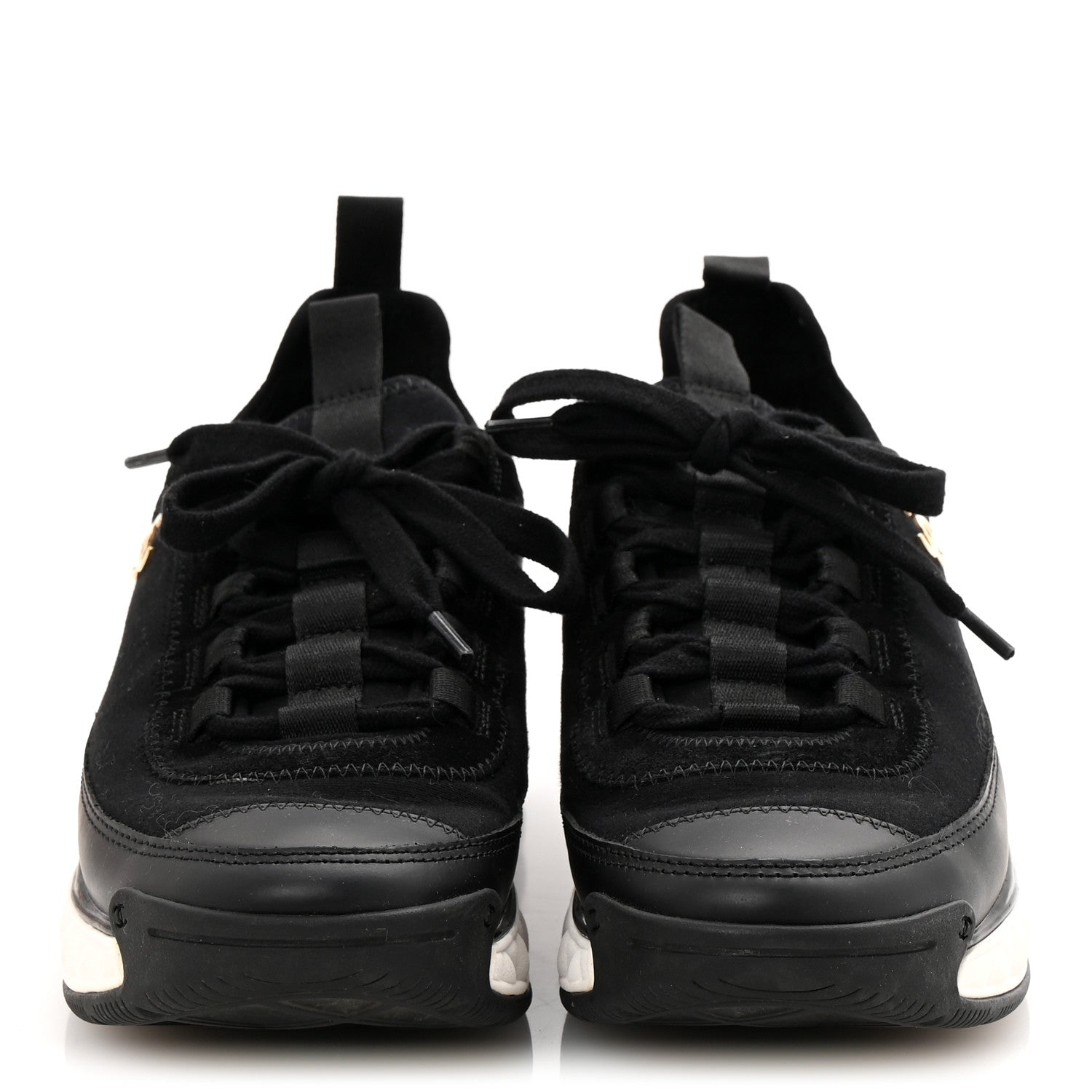 Velvet Calfskin Mixed Fibers CC Sneakers 36 Black