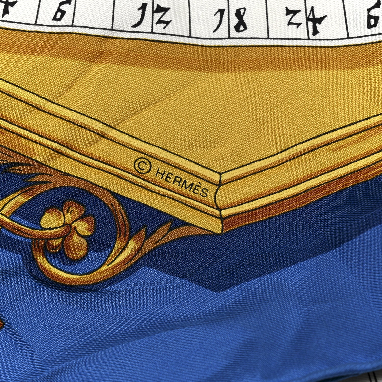 Silk Astrologie Scarf 90 Bleu Cobalt Vieil