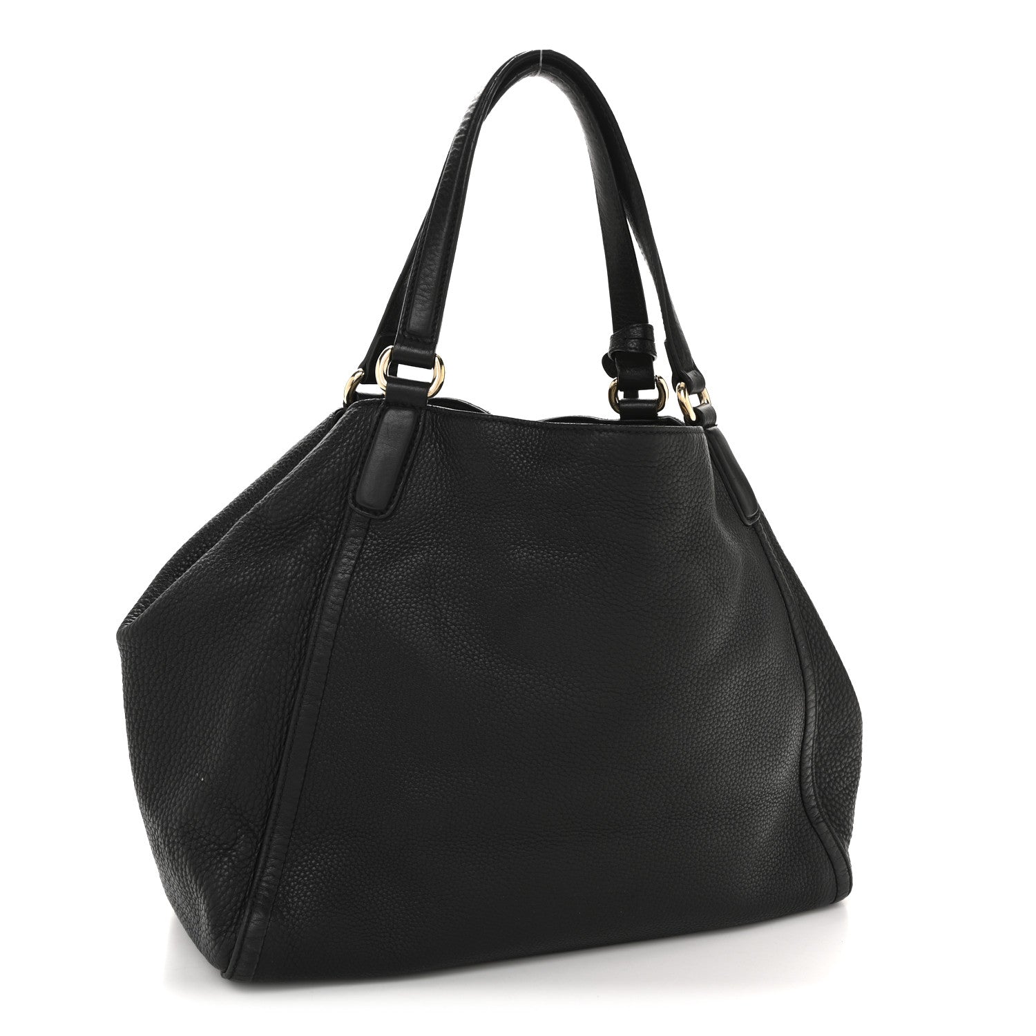 Pebbled Calfskin Medium Soho Shoulder Bag Black