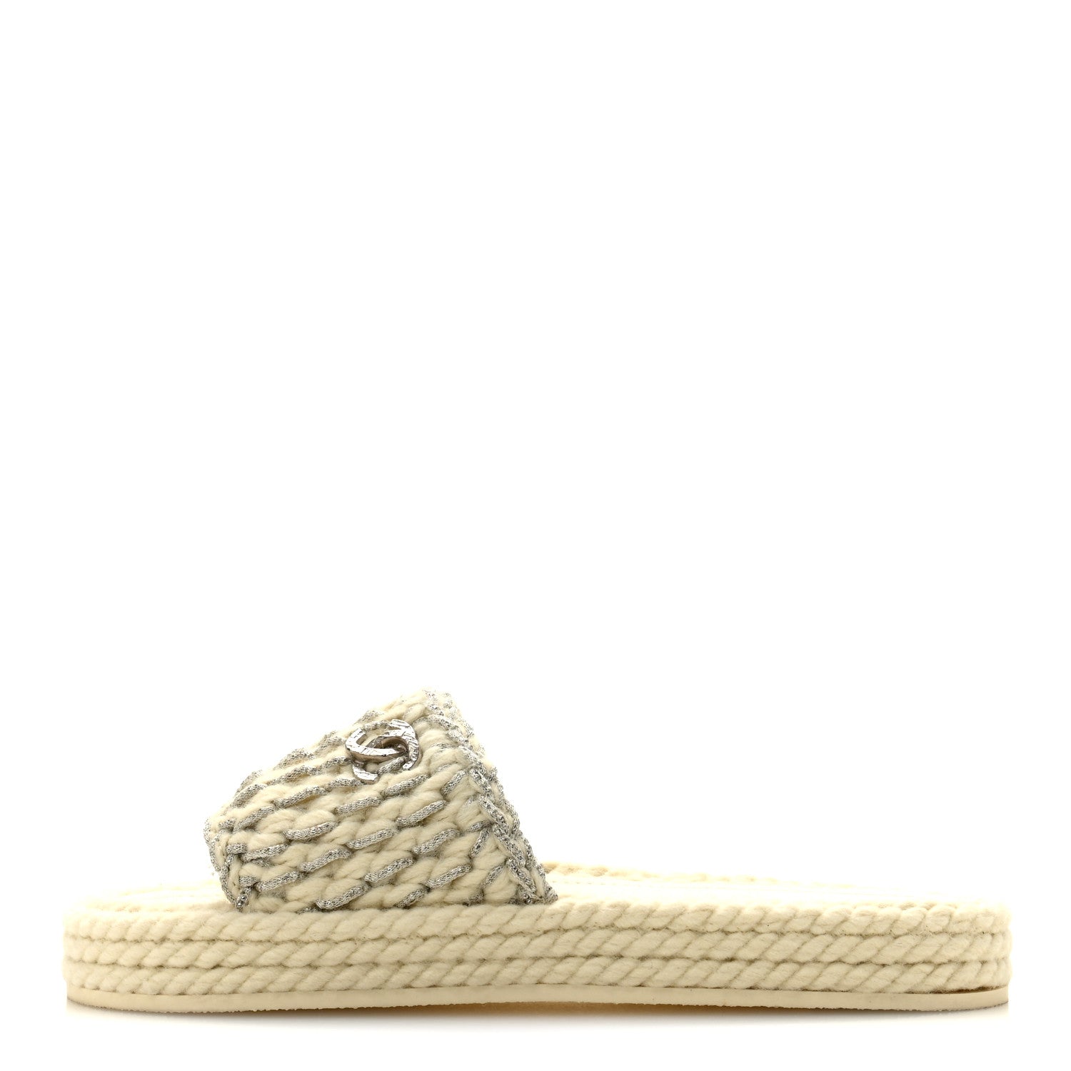 Braided Knit CC Mules 39 Ecru