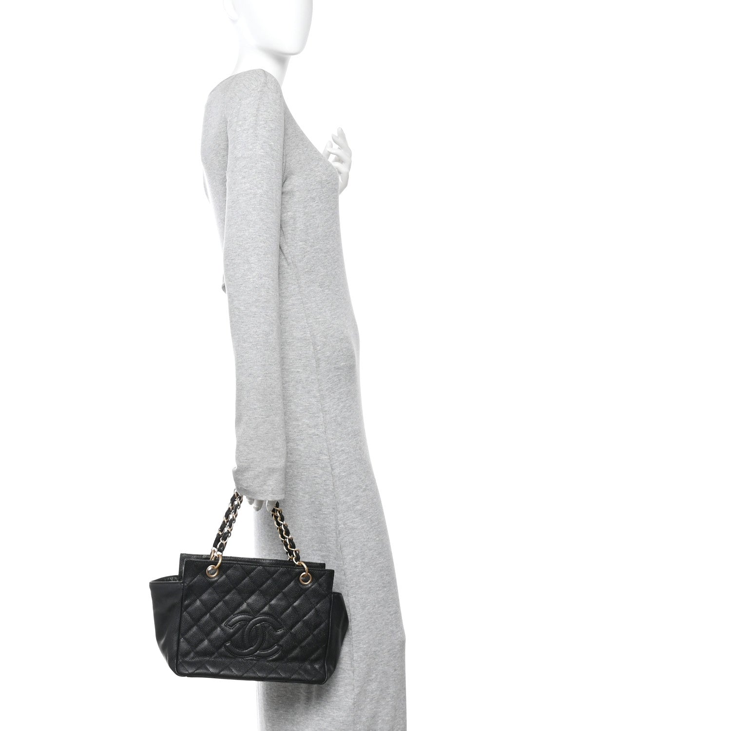 Caviar Quilted Petit Timeless Tote PTT Black