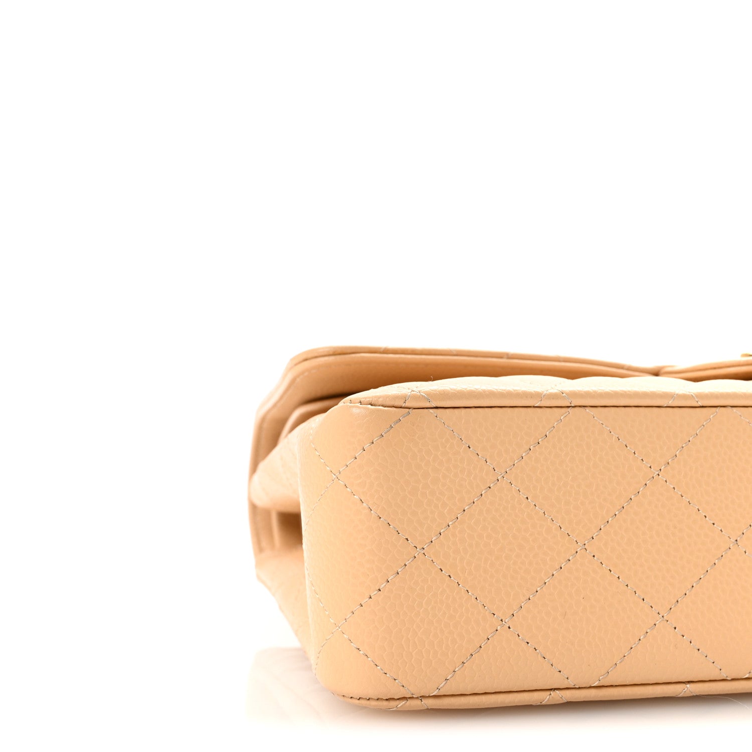 Caviar Quilted Medium Double Flap Beige