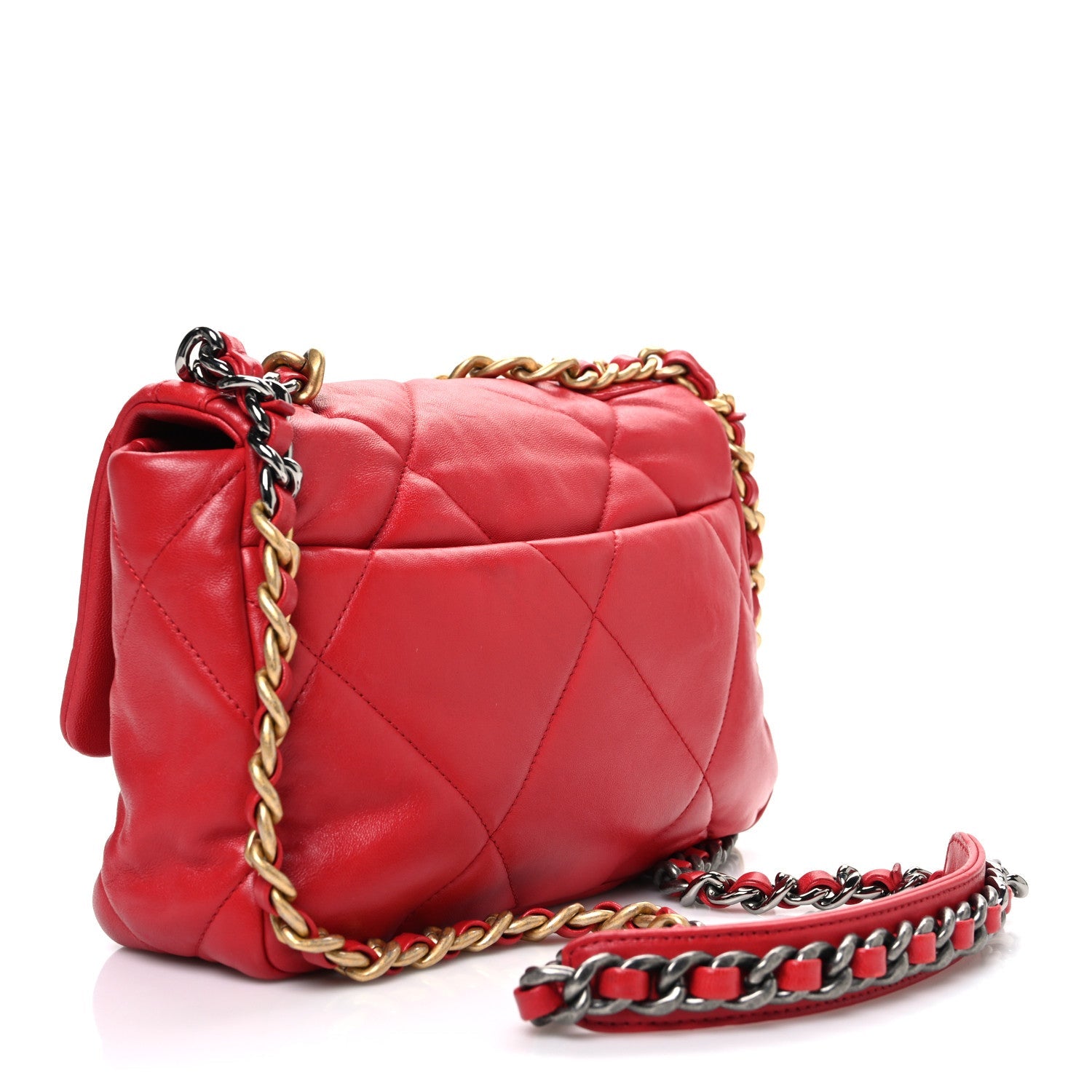 Lambskin Quilted Medium Chanel 19 Flap Red