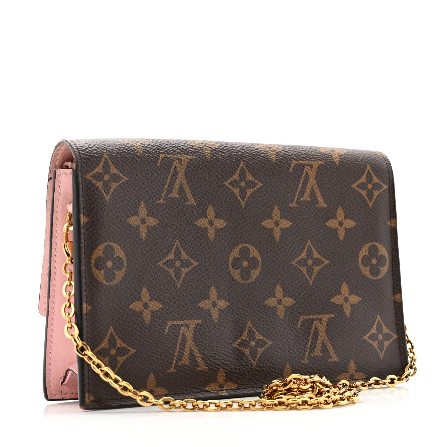 Monogram Flore Chain Wallet Rose Ballerine