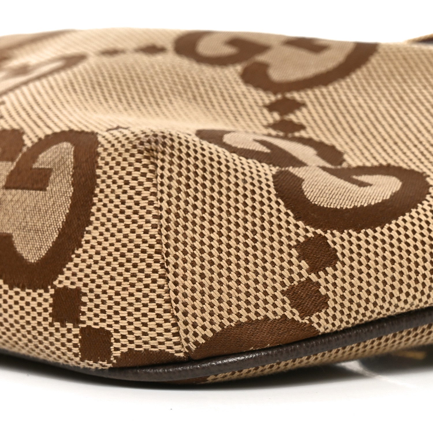Monogram Jumbo GG Textured Dollar Calfskin Web Belt Bag Camel Ebony New Acero