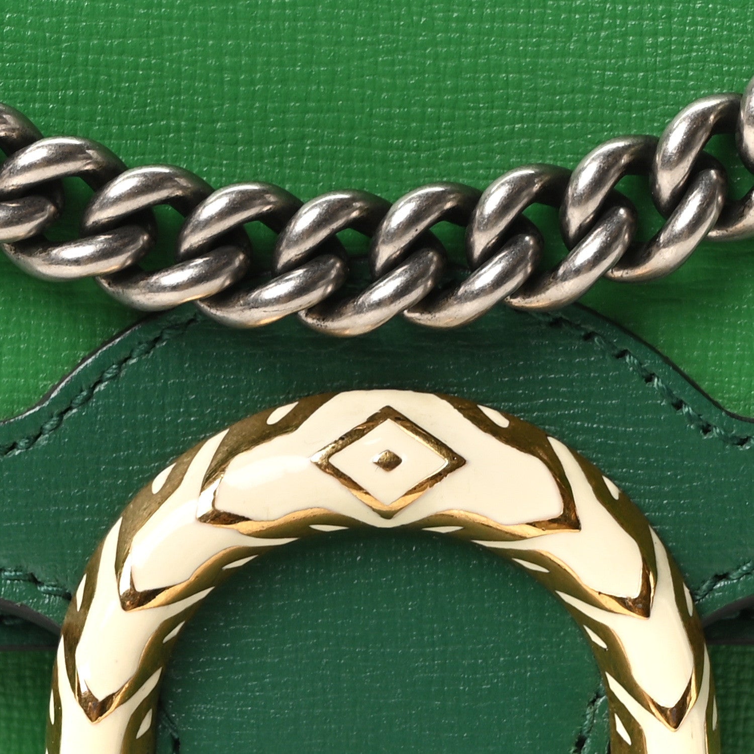 Azalea Calfskin Enamel Small Dionysus Shoulder Bag New Shamarock Emerald Off White