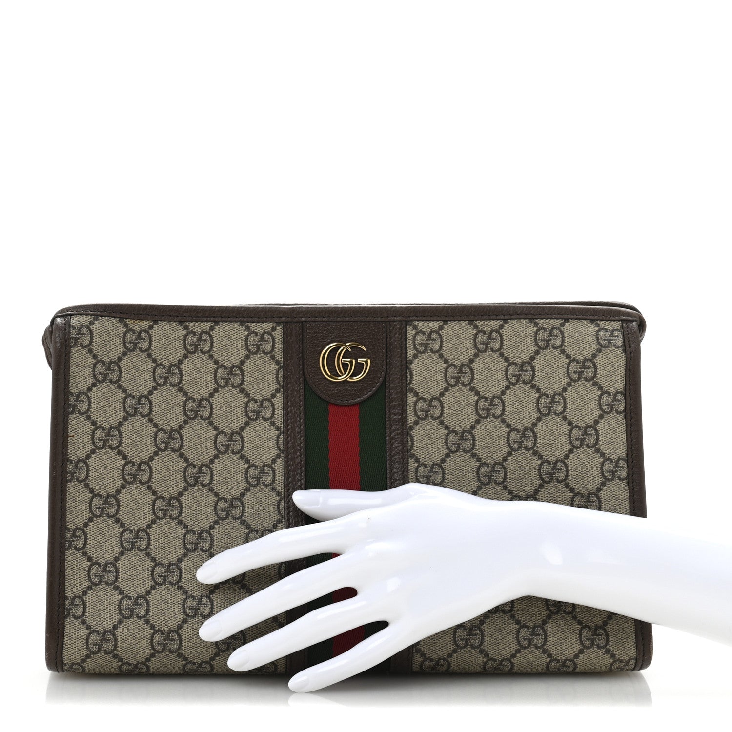 GG Supreme Monogram Web Ophidia GG Toiletry Case Beige New Acero