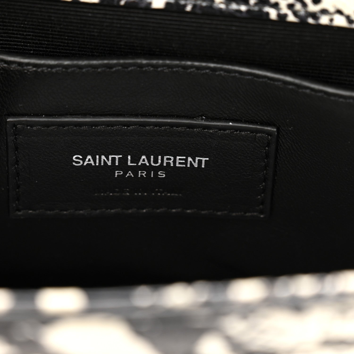 Calfskin Snakeskin Embossed Small Classic Monogram Kate Tassel Satchel White Black