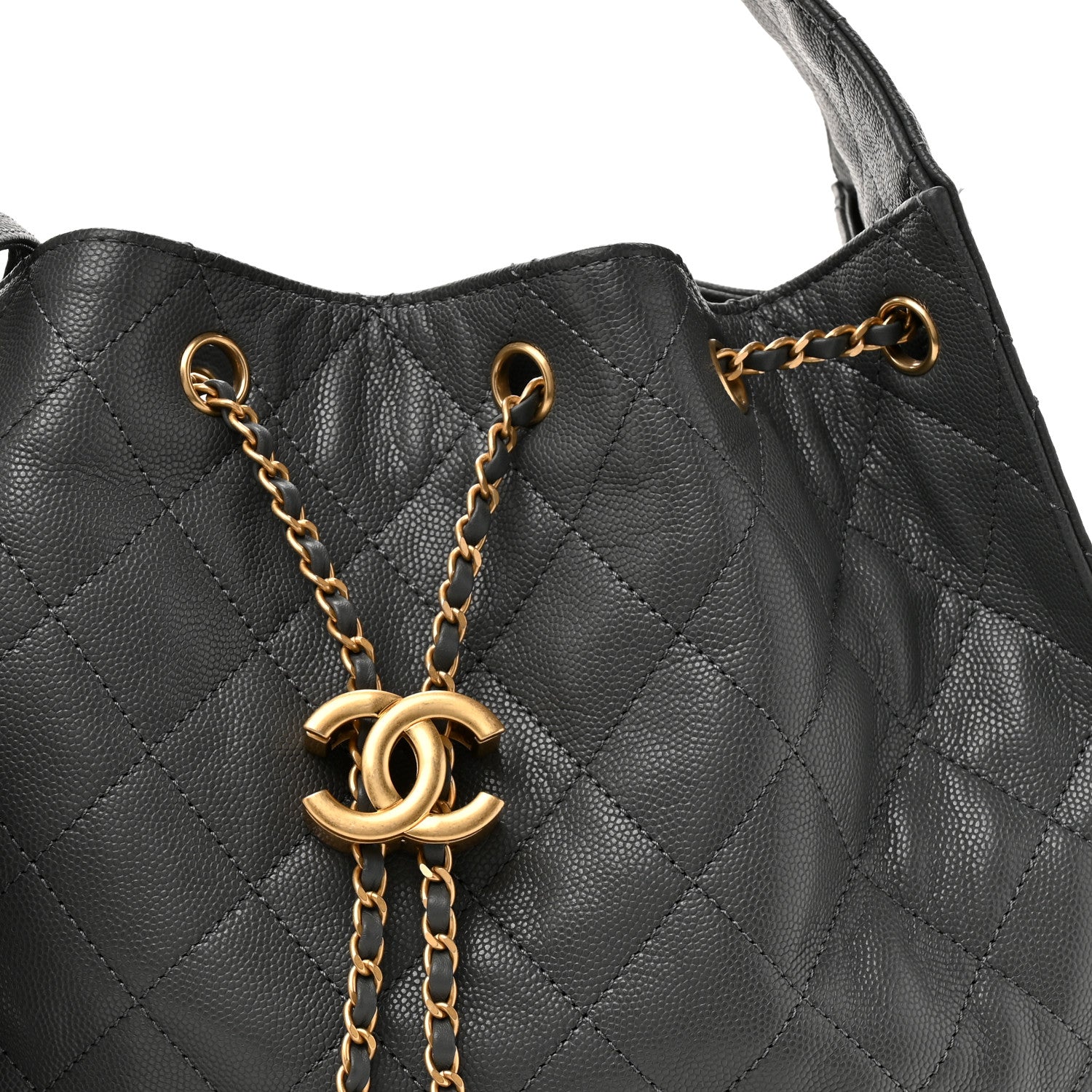 Caviar Quilted Medium Chanel 25 Handbag Dark Gray