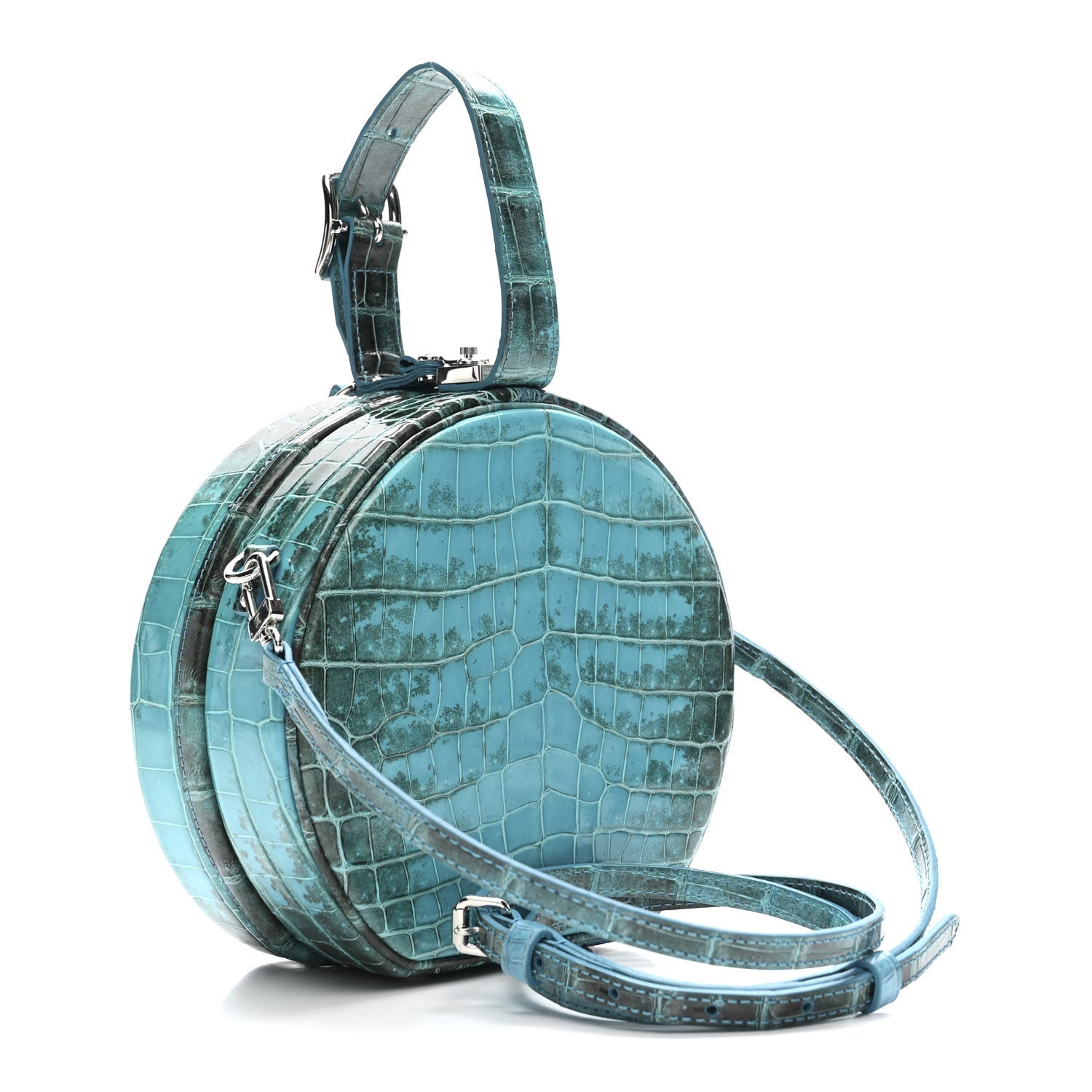 Crocodile Petite Boite Chapeau Turquoise