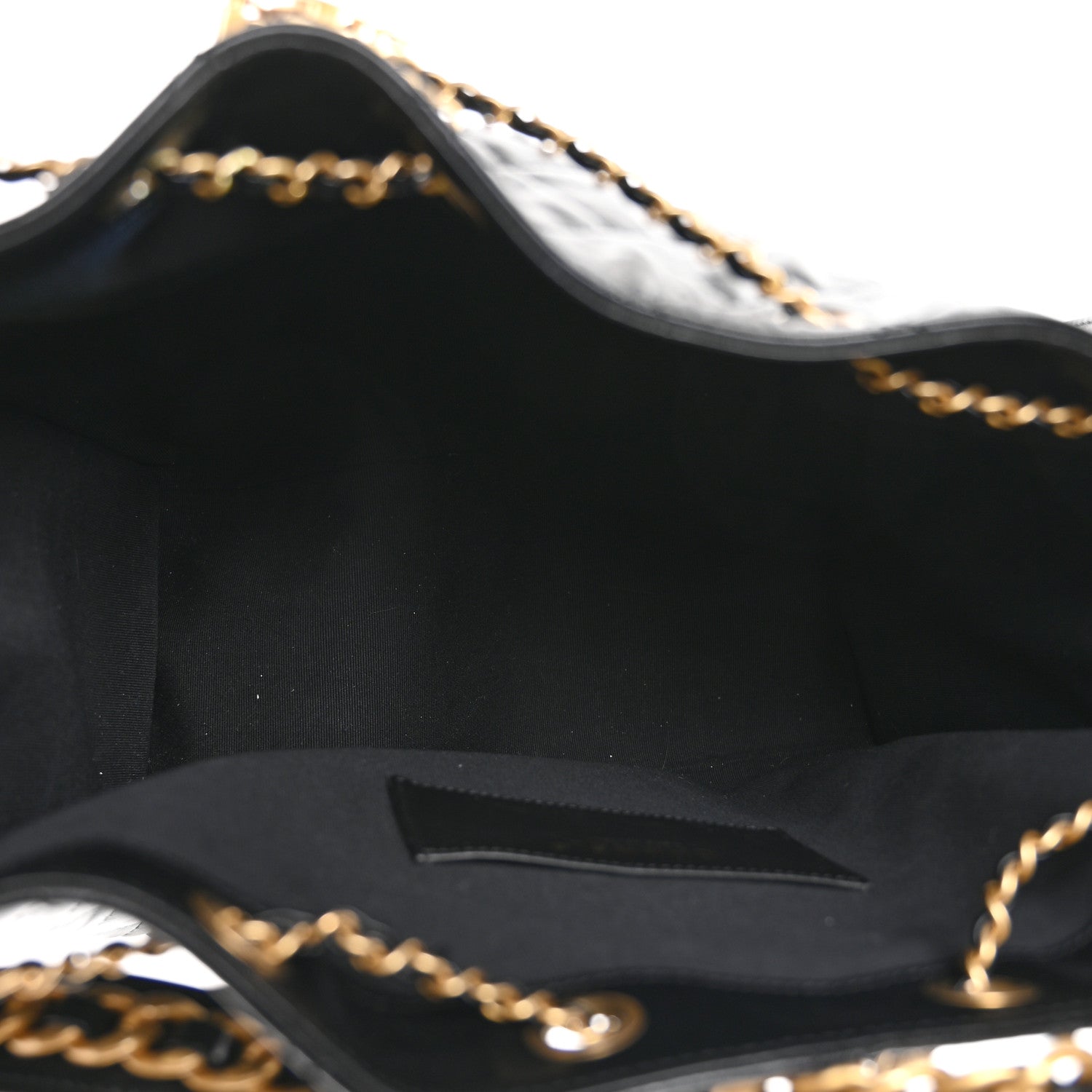 Shiny Crumpled Calfskin Quilted Medium Chanel 25 Handbag  Black