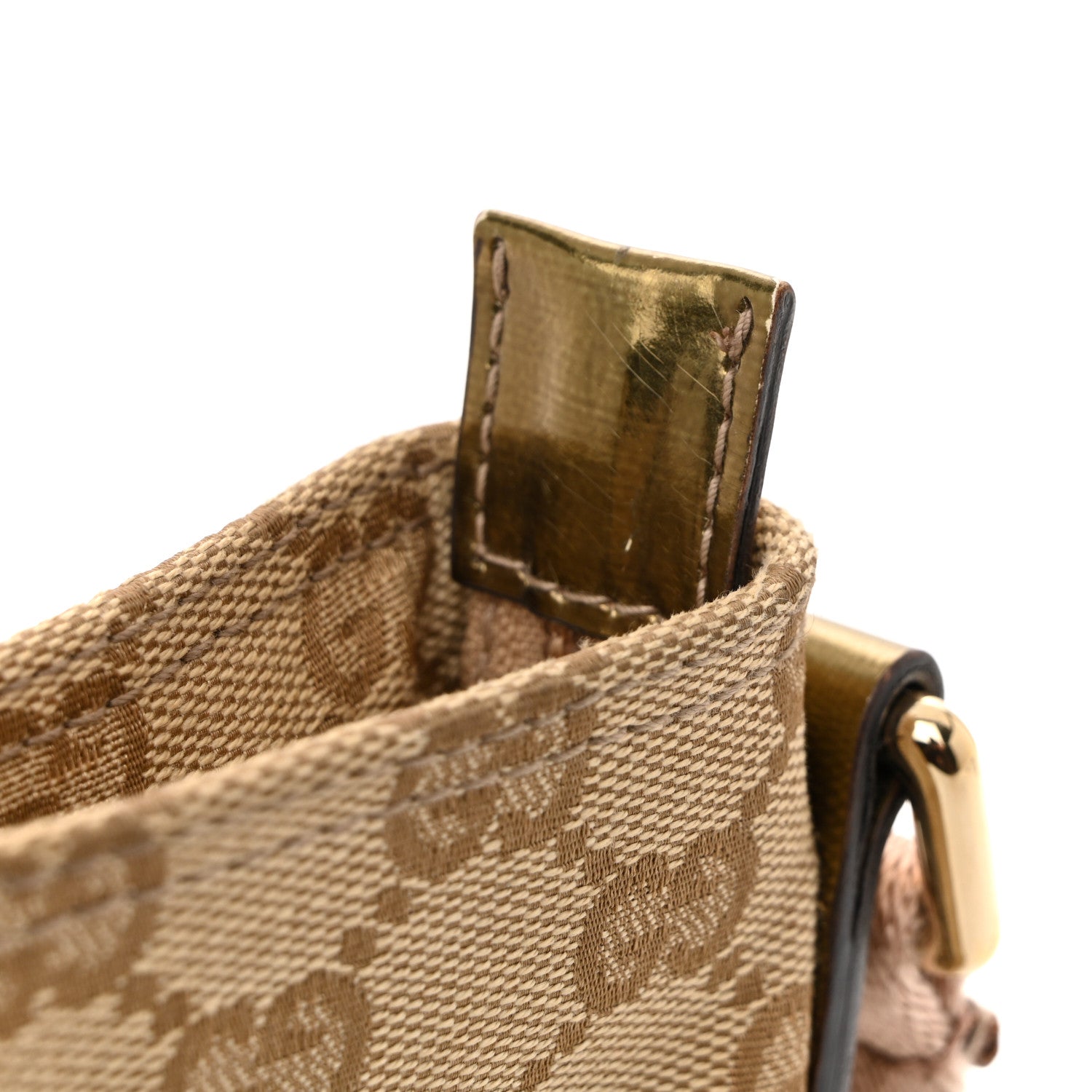 Metallic Monogram Web Small Flat Messenger Crossbody Pink Gold