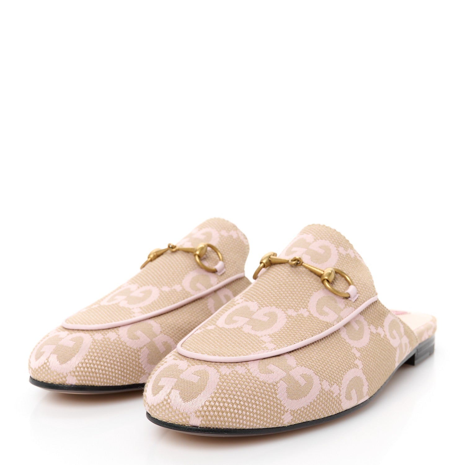 Monogram Macro GG Nappa Charlotte Womens Princetown Slippers 38.5 Beige Perfect Pink
