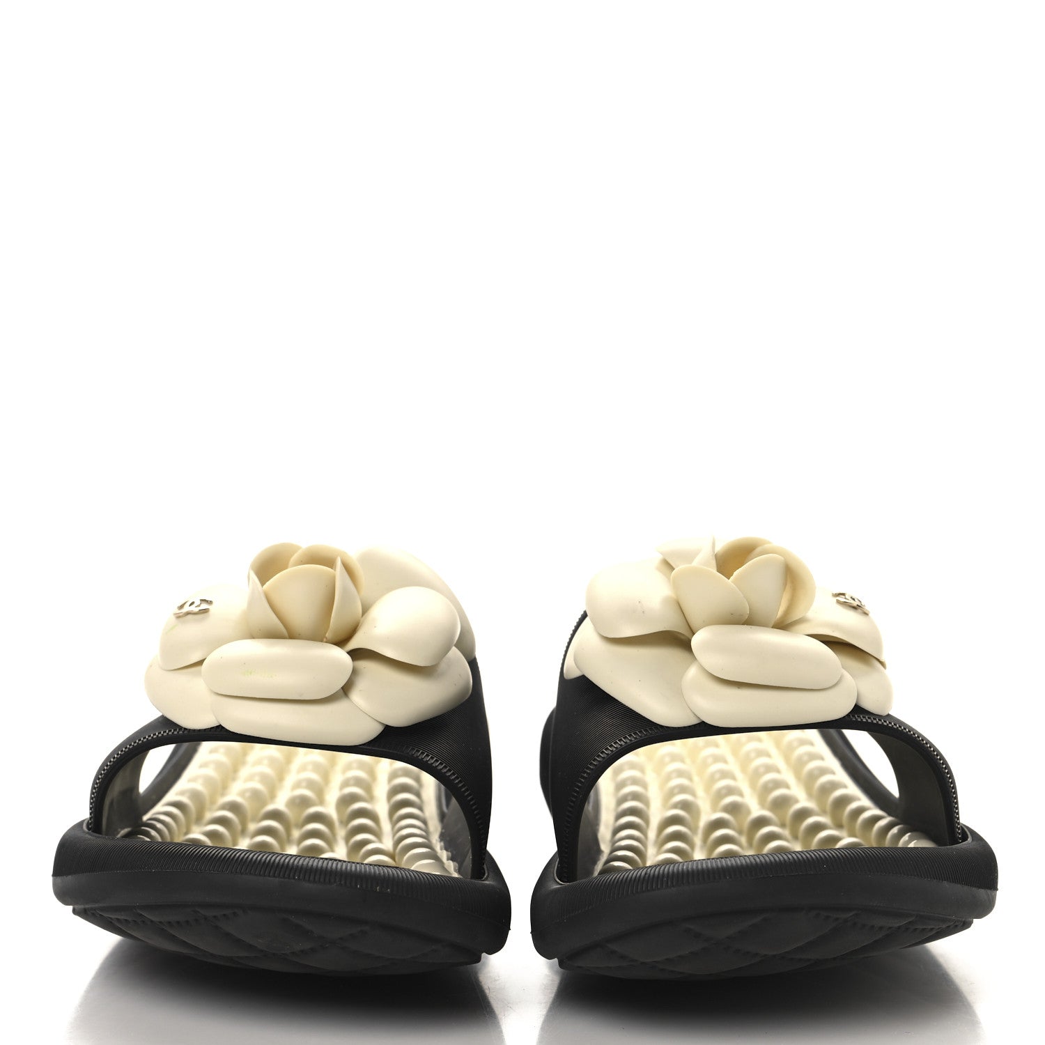 Thermoplastic PVC Camellia Mule Sandals 36 Black Ivory