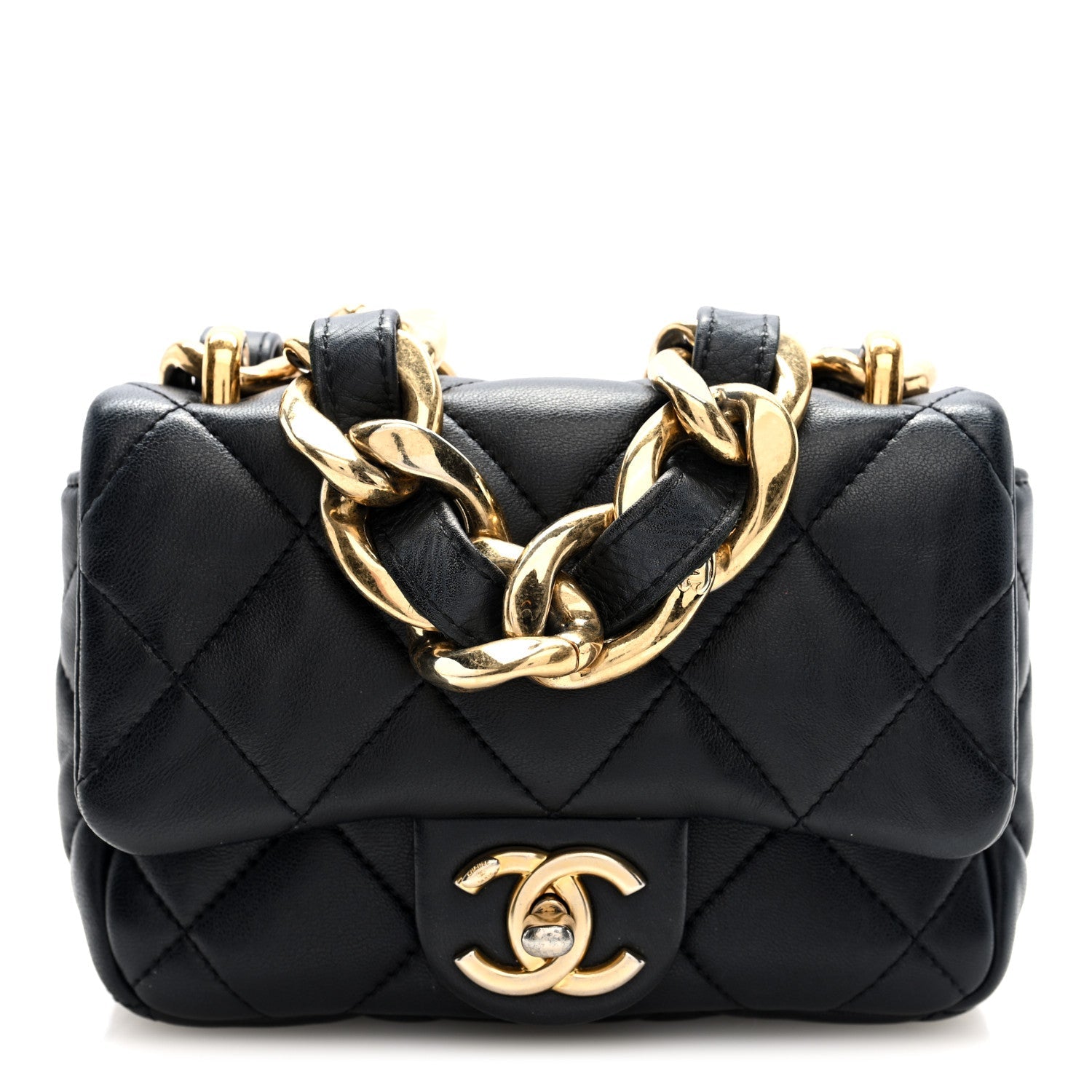 Lambskin Quilted Mini CC Funky Town Flap Black