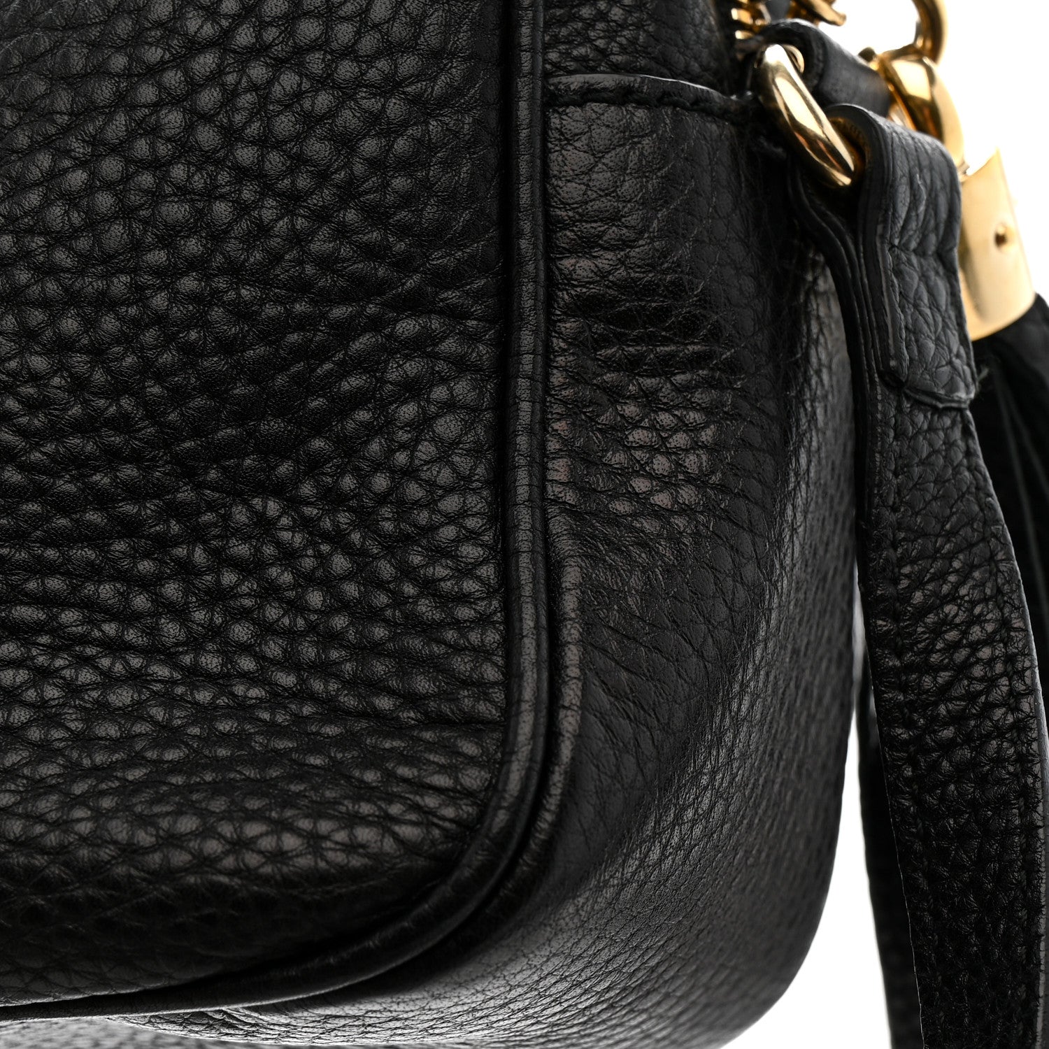 Pebbled Calfskin Small Soho Disco Bag Black