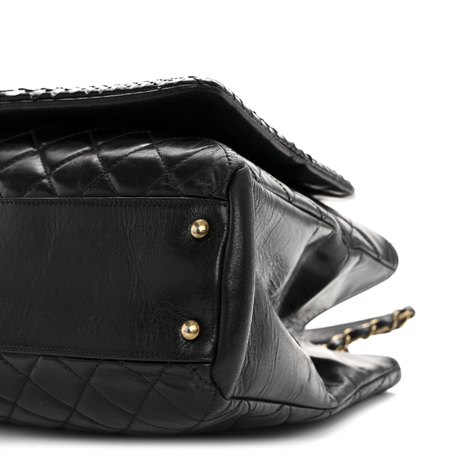 Snakeskin Glazed Calfskin Quilted Urban Mix Tote Black