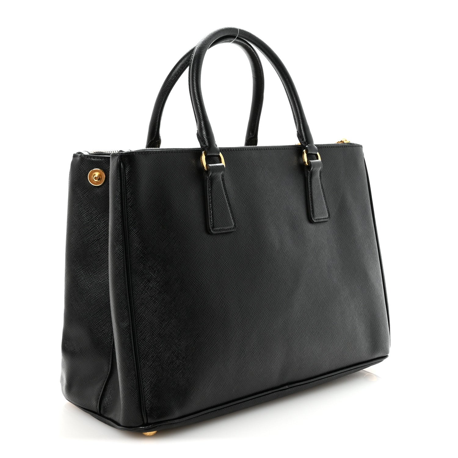 Saffiano Medium Galleria Double Zip Tote Black