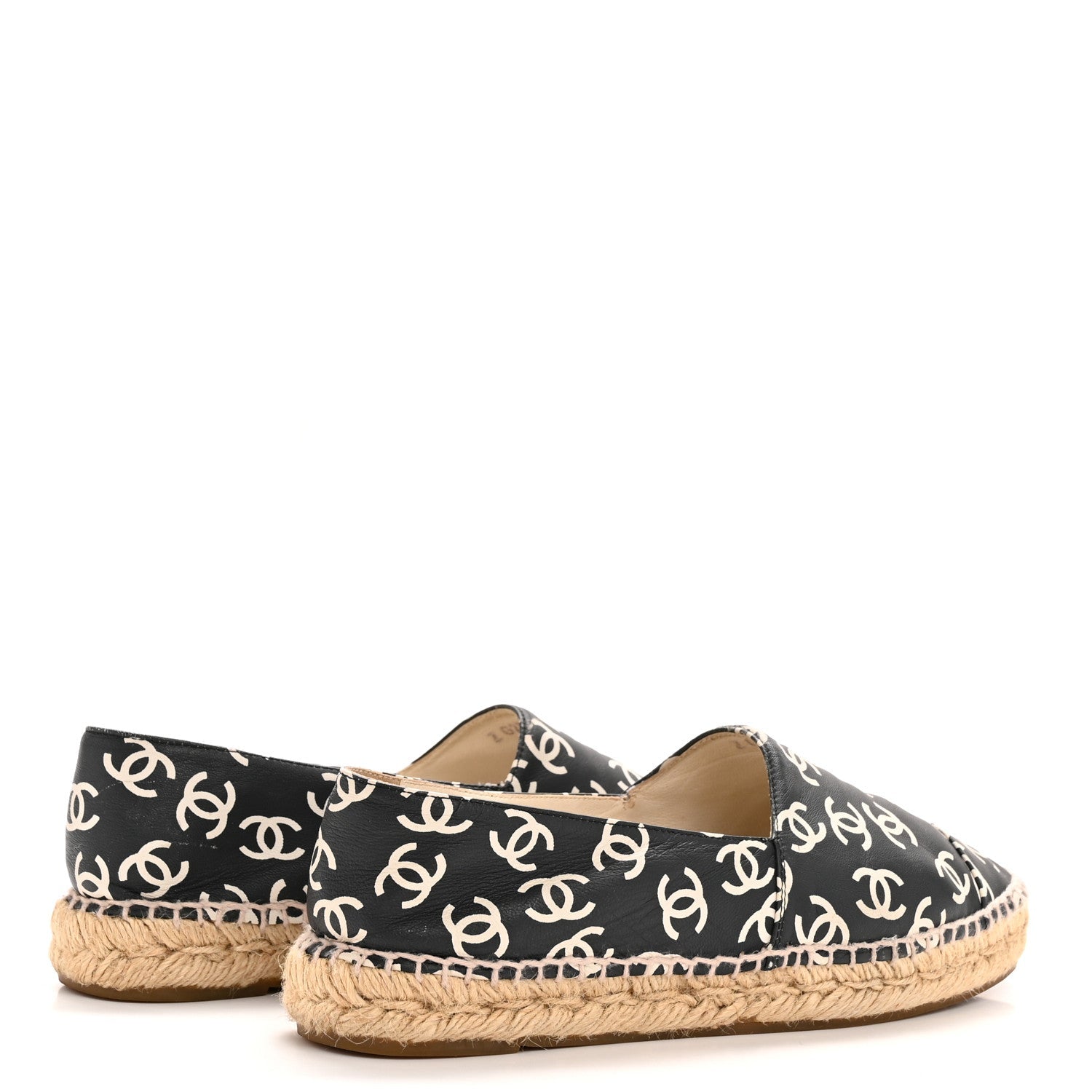 Lambskin Printed CC Espadrilles 38 Black White