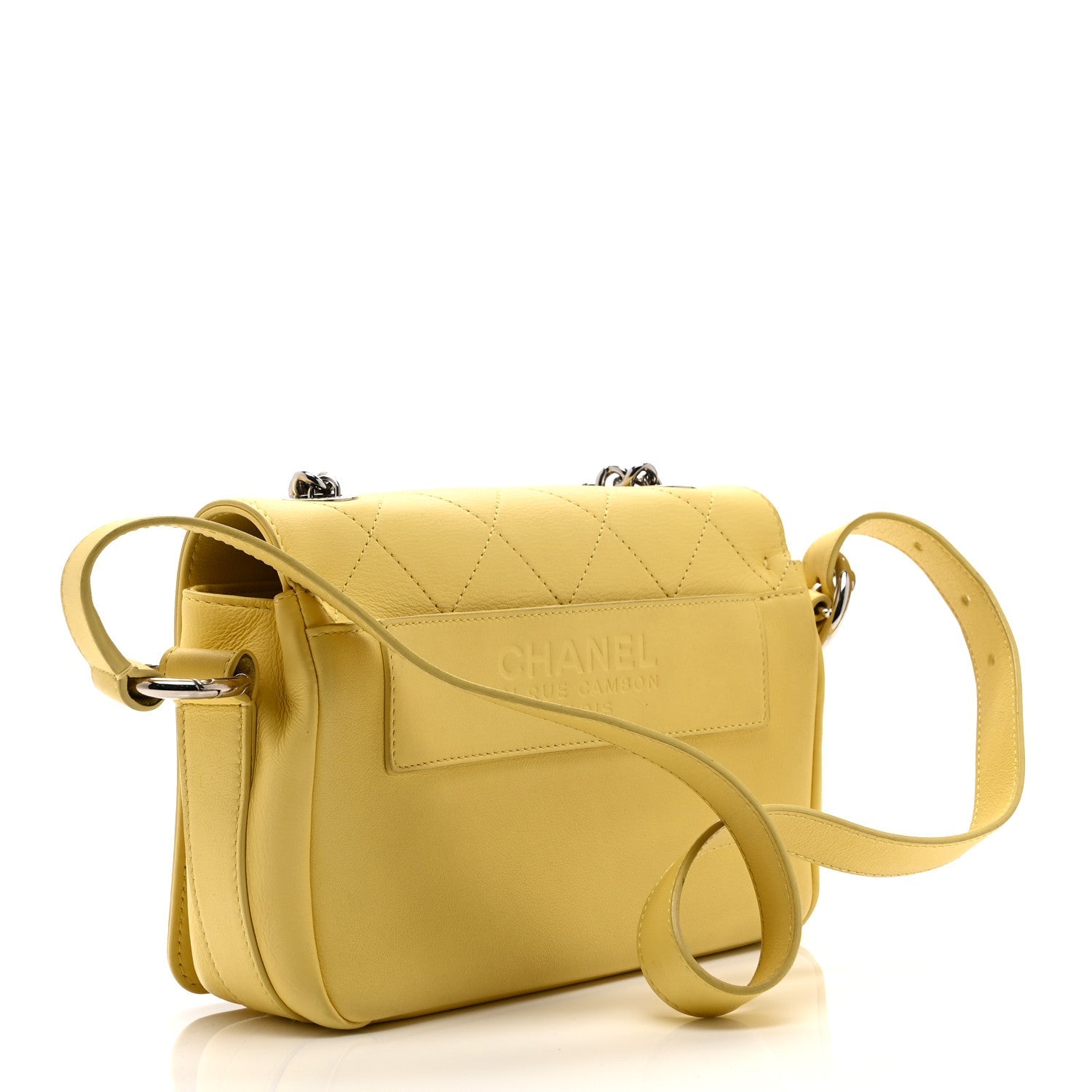 Calfskin Small Stitched Flap Yellow