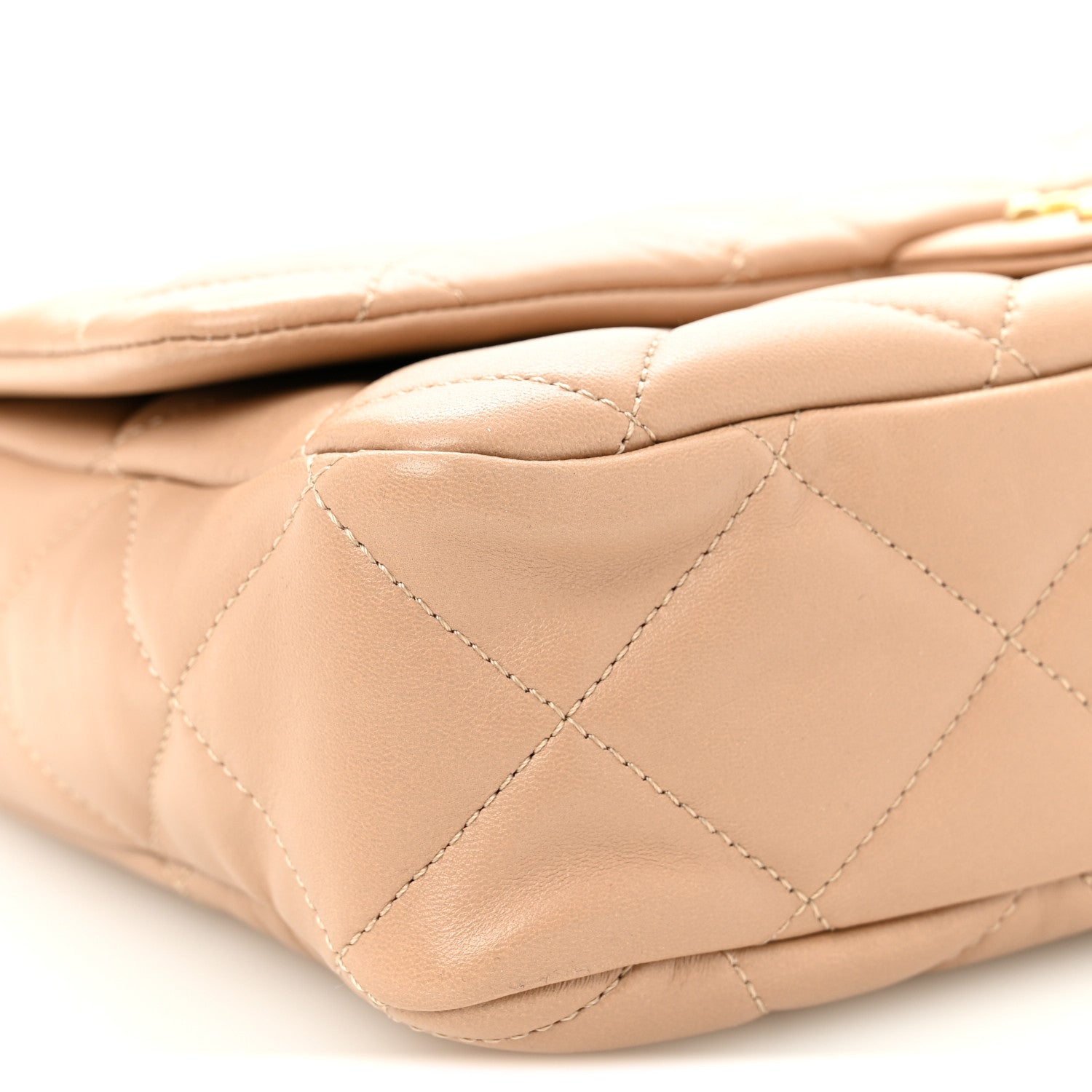 Lambskin Quilted Large CC Funky Town Flap Beige