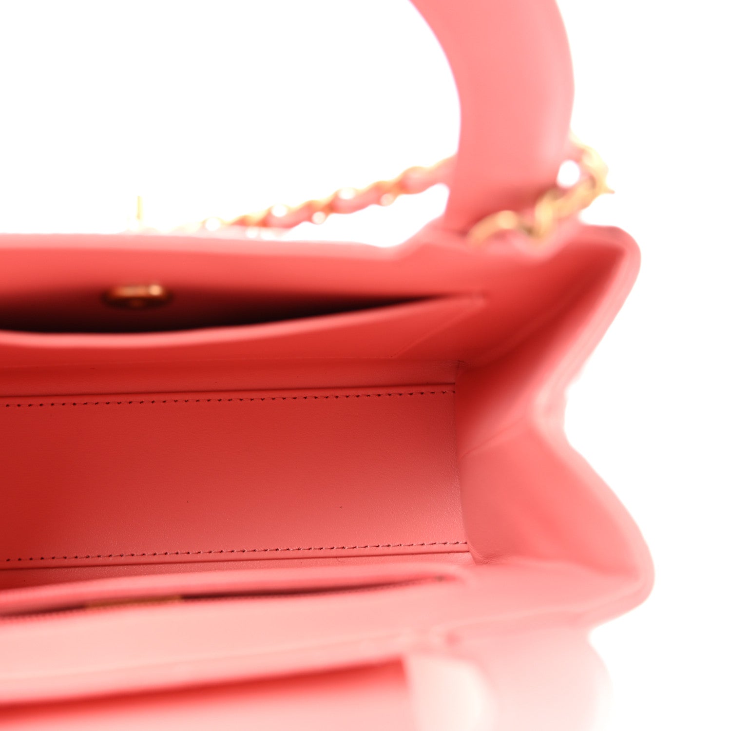 Shiny Aged Calfskin Quilted Nano Kelly Shopper Coral Pink