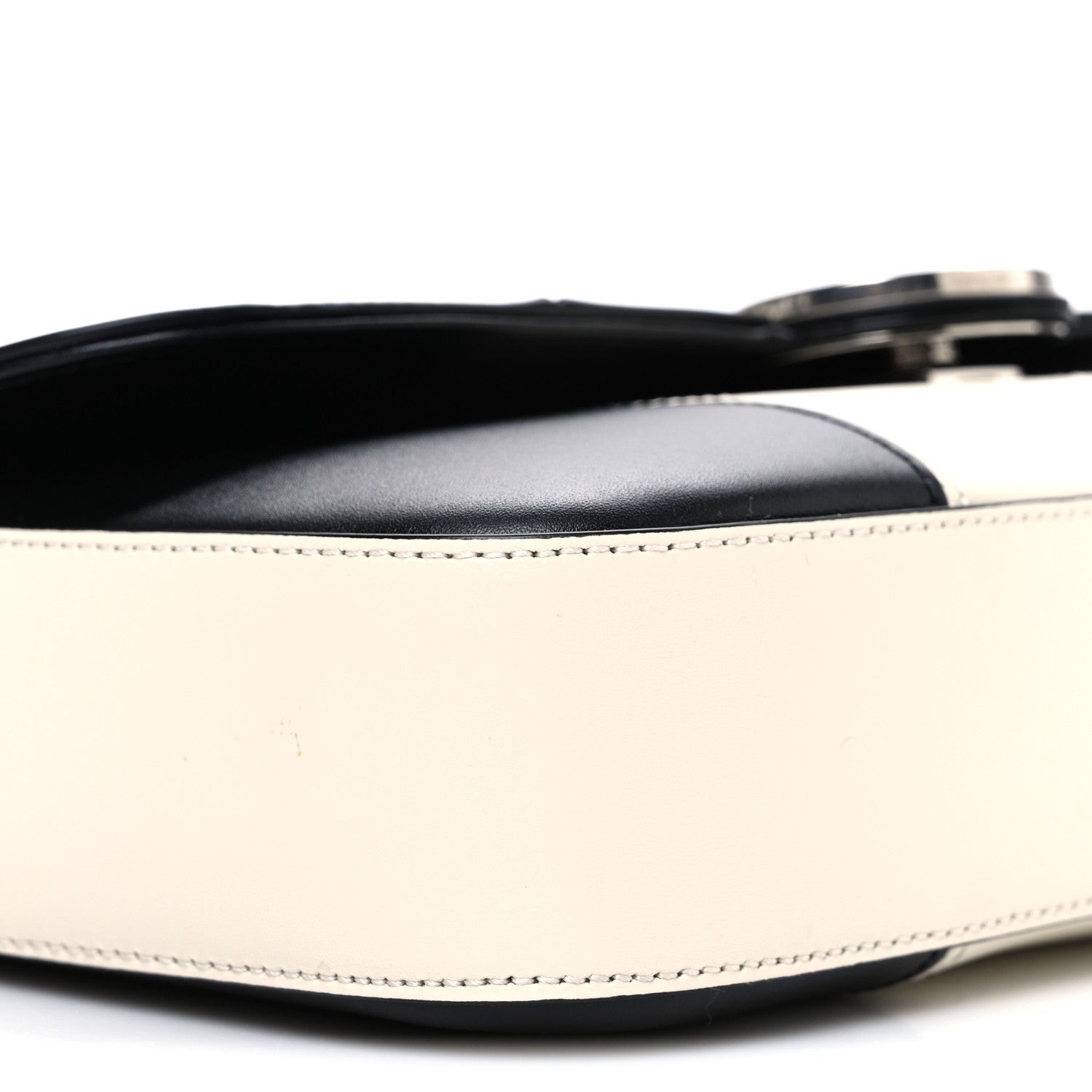 Senna Calfskin Lines Petite GG Top Handle Shoulder Bag Black Mystic White
