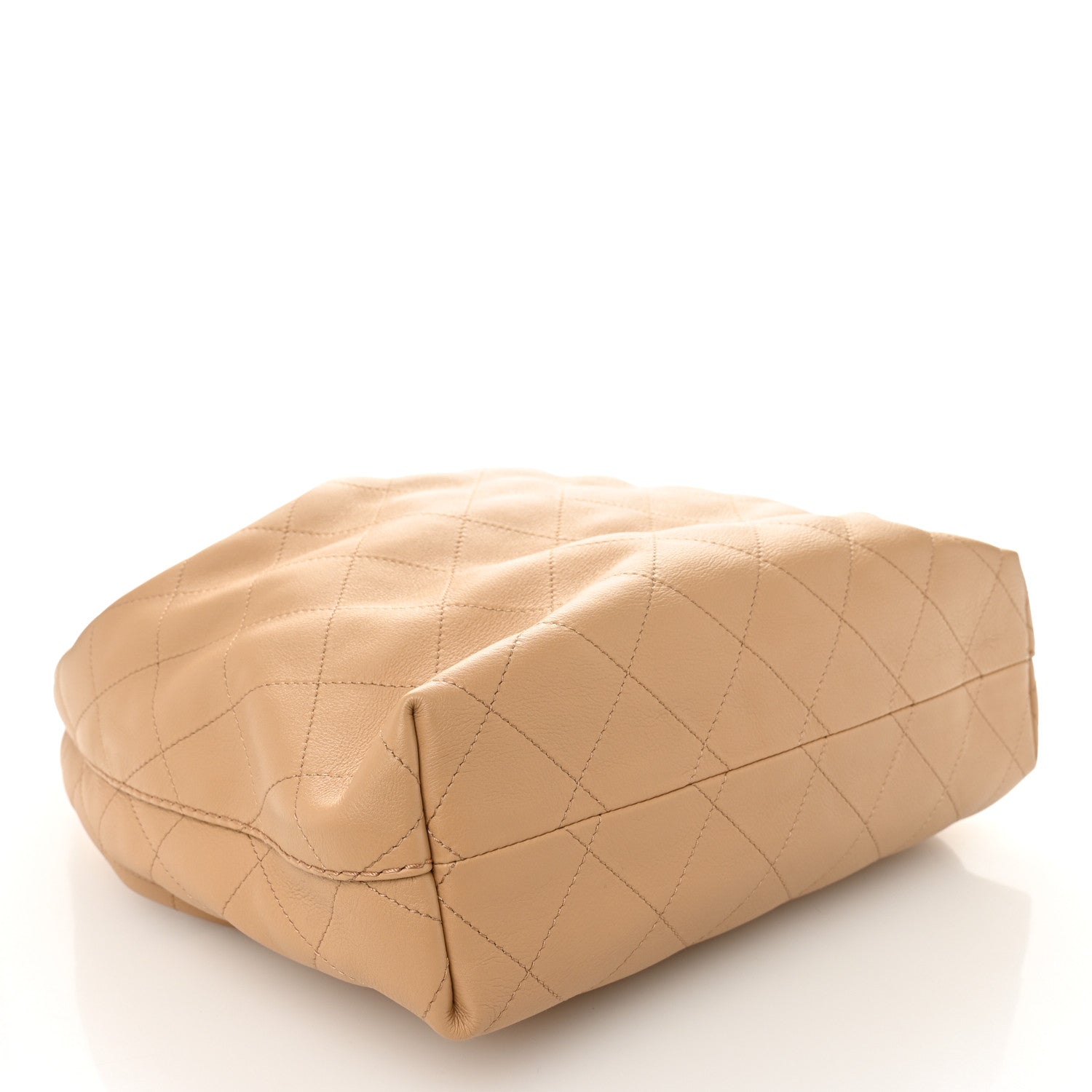 Calfskin Quilted Small Maxi Hobo Beige