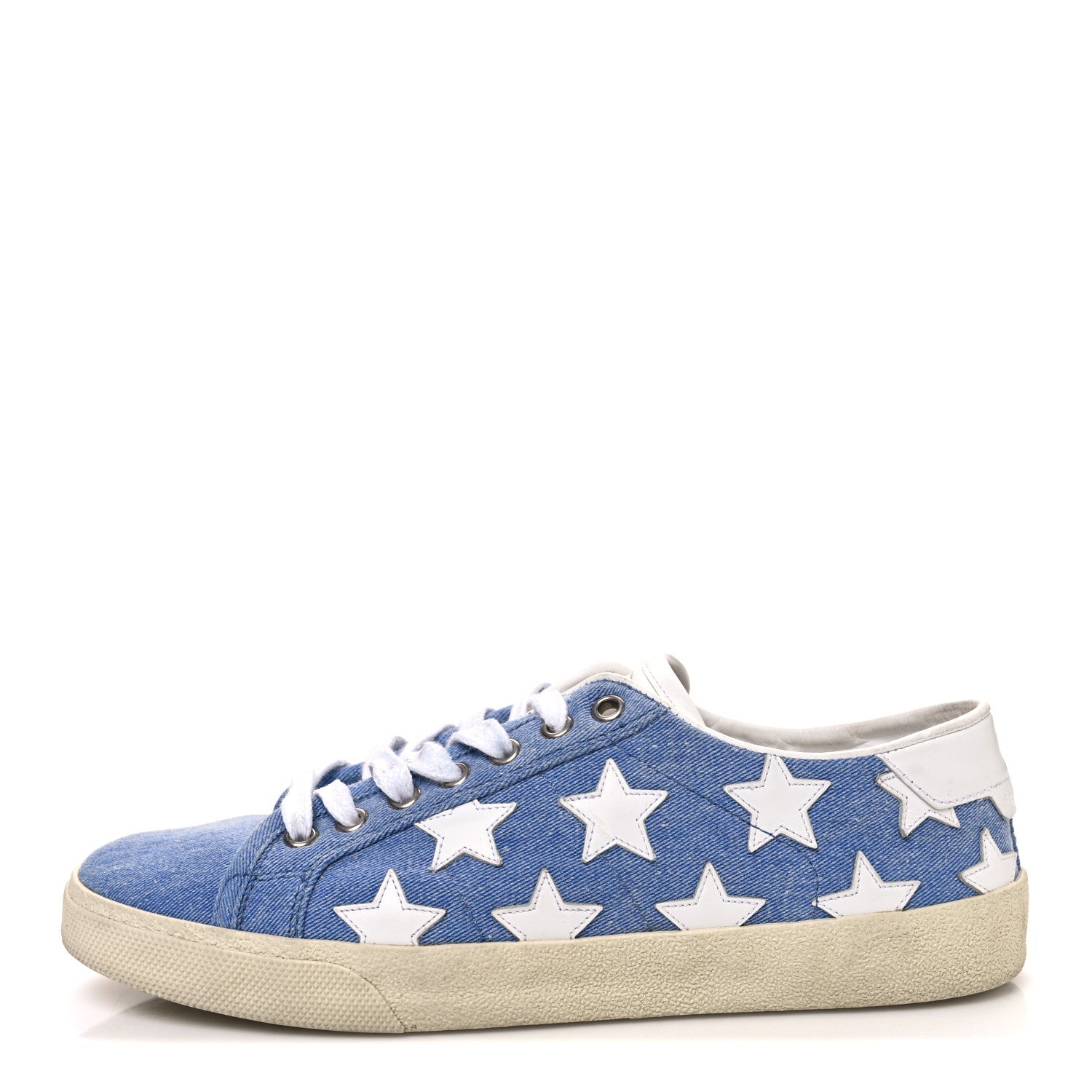 Denim Calfskin Star Court Sneakers 39 Blue