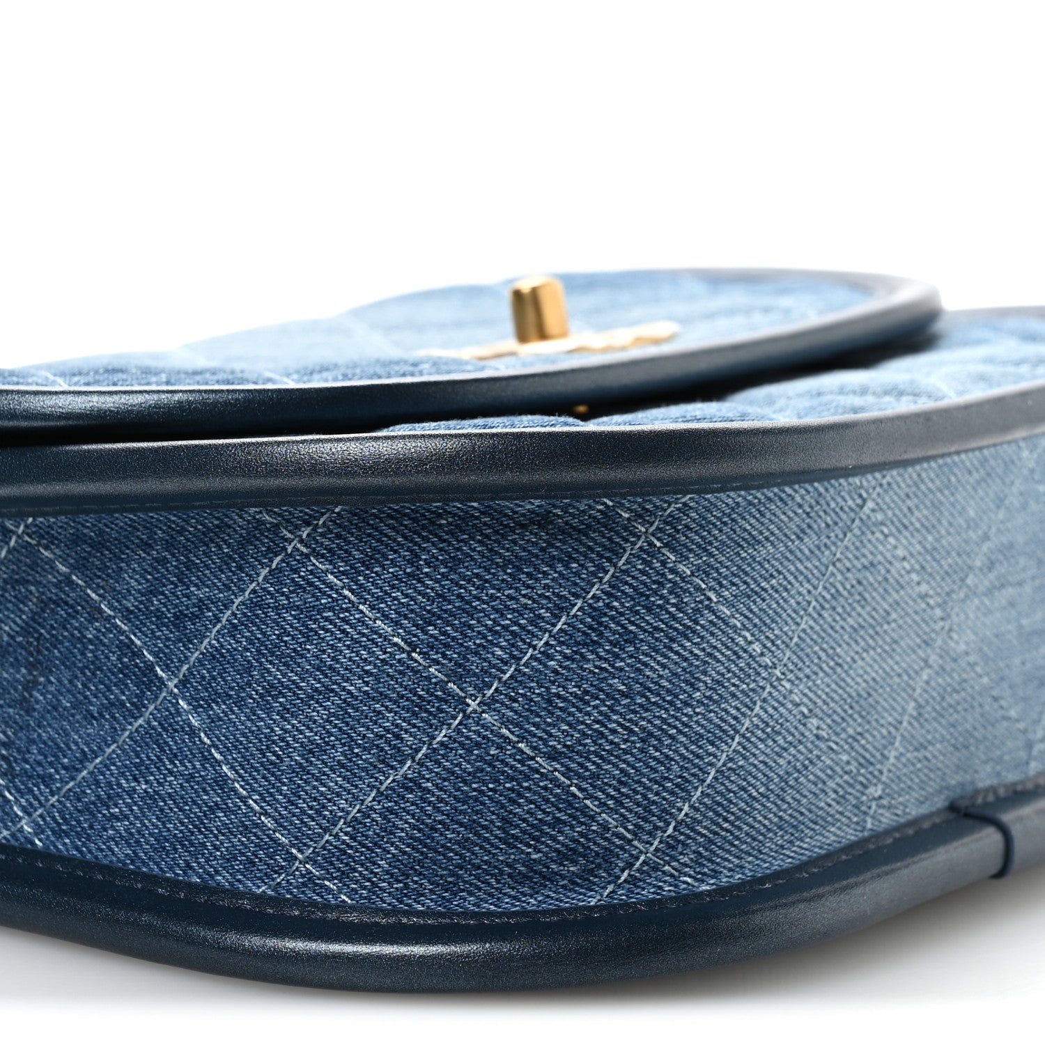 Washed Denim Quilted Small Messenger Flap Blue