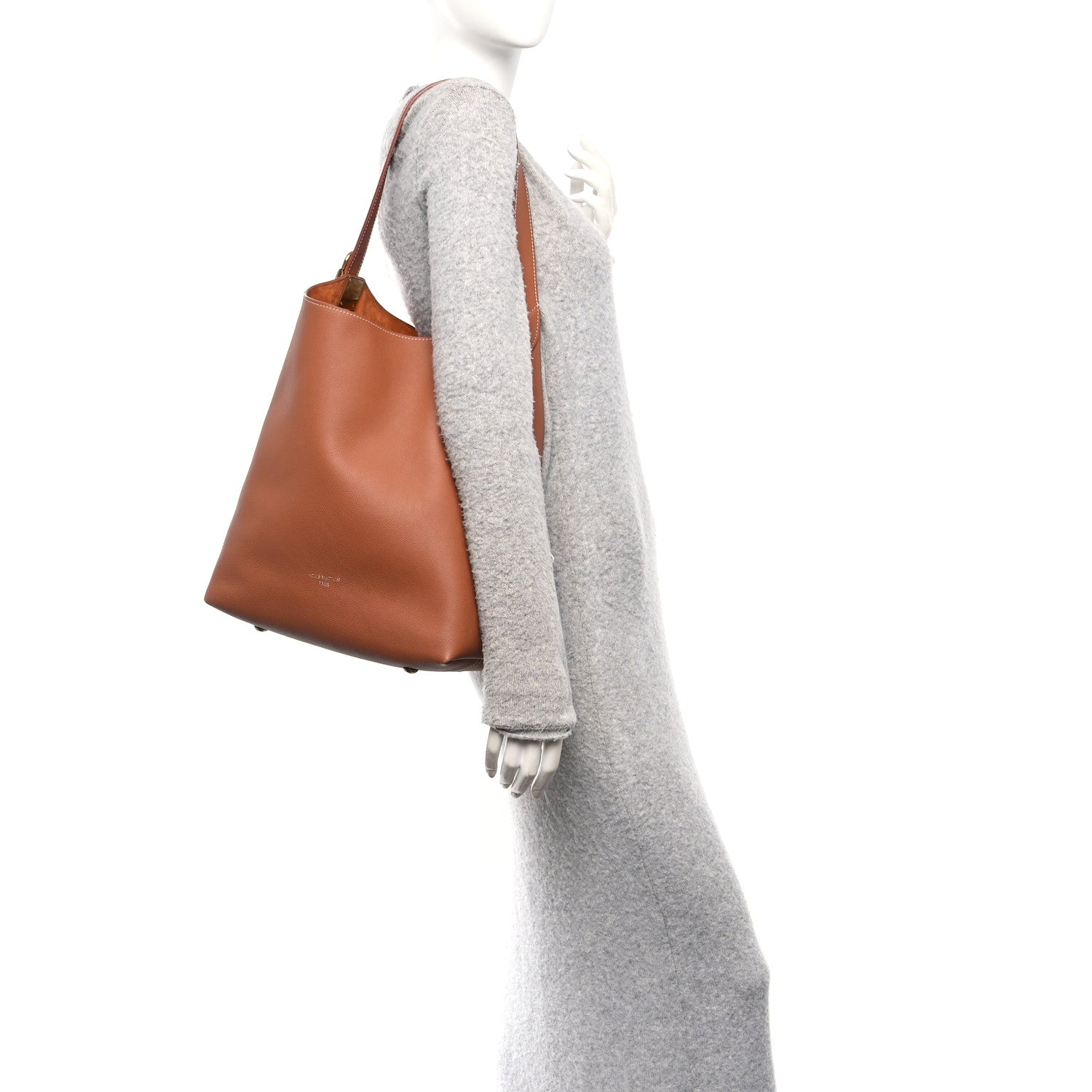 Grained Calfskin Low Key Hobo MM Cognac