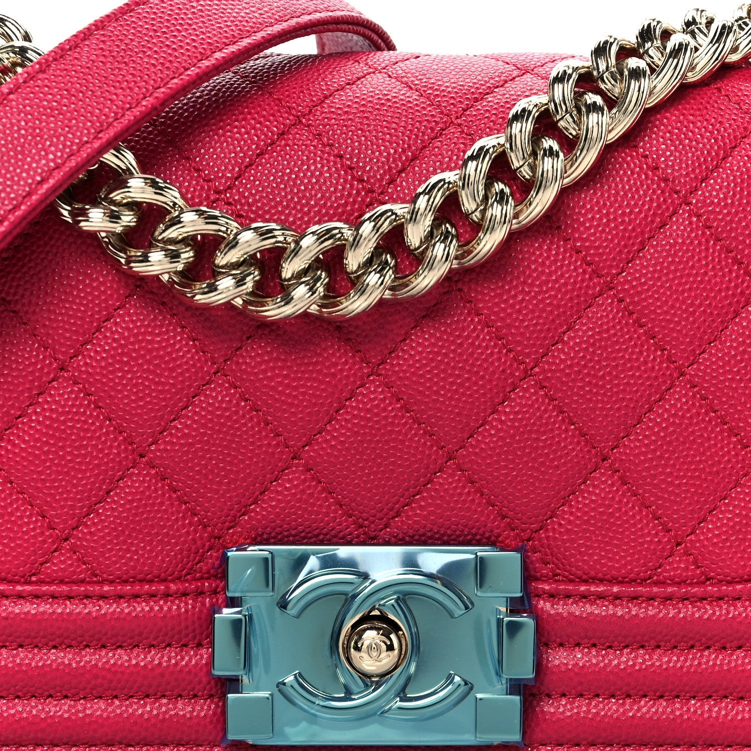 Caviar Quilted Small Boy Flap Dark Pink