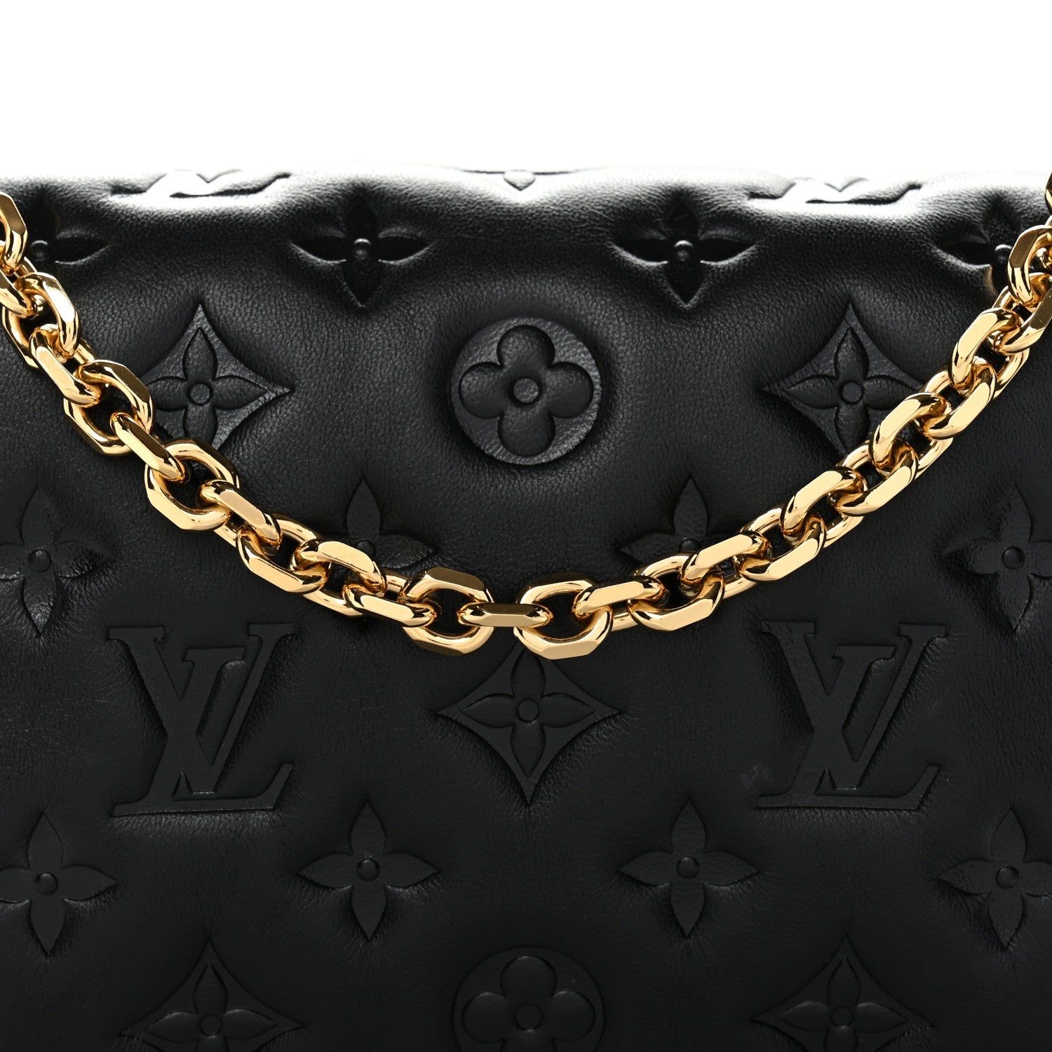 Lambskin Embossed Monogram Pochette Coussin Black