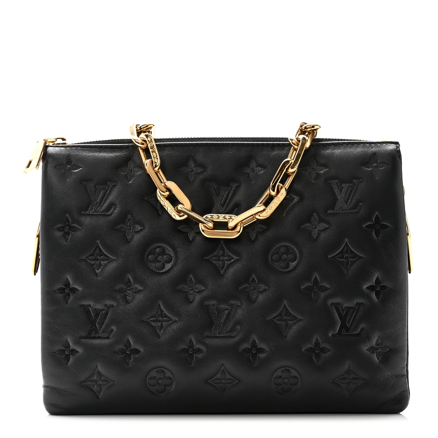 Lambskin Embossed Monogram Coussin PM Black