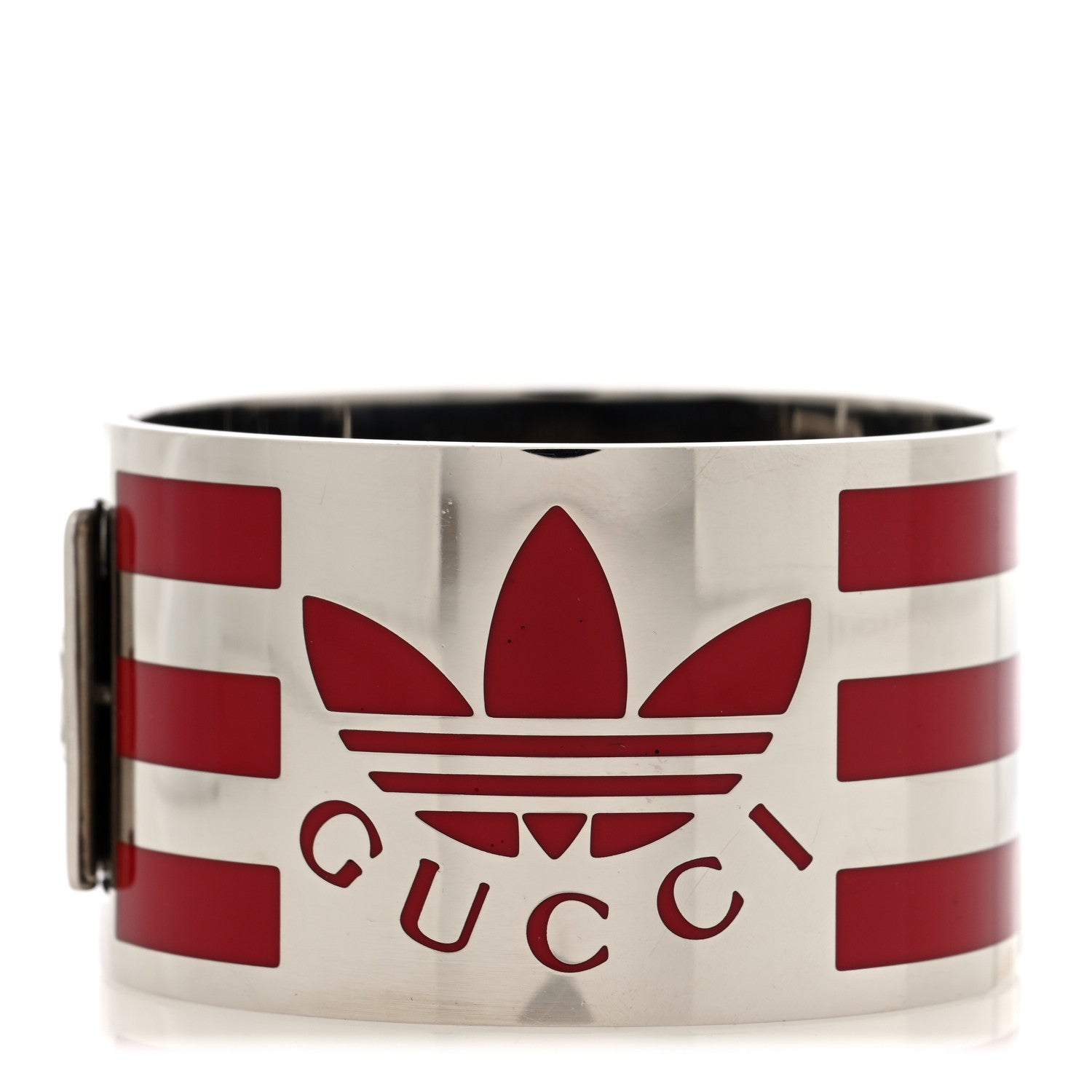 X ADIDAS Metal Enamel Cuff Bracelet  Silver Red