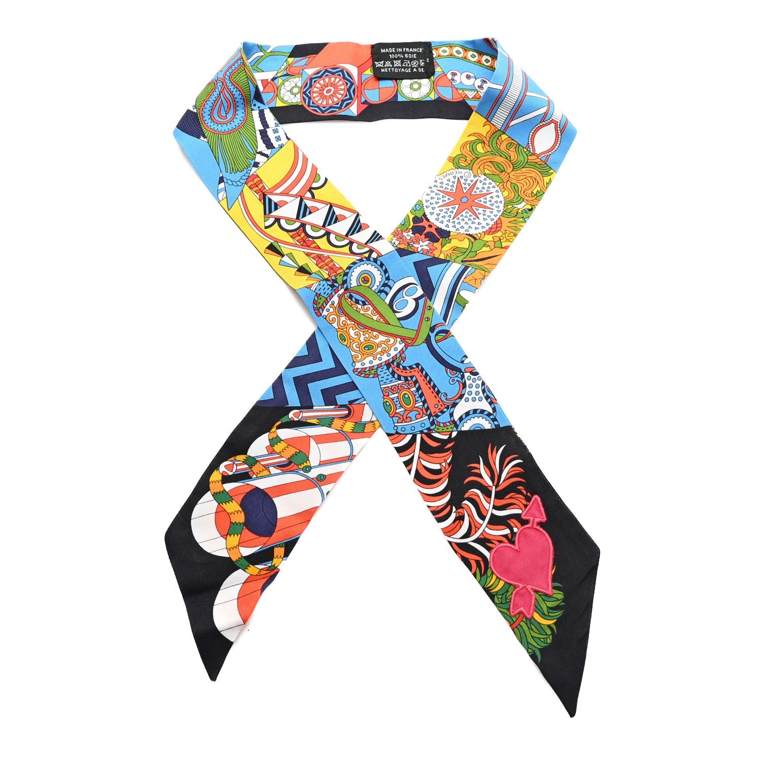 Silk De l'Ombrelle Aux Duels Sticker Twilly Black Bleu Jaune Vif