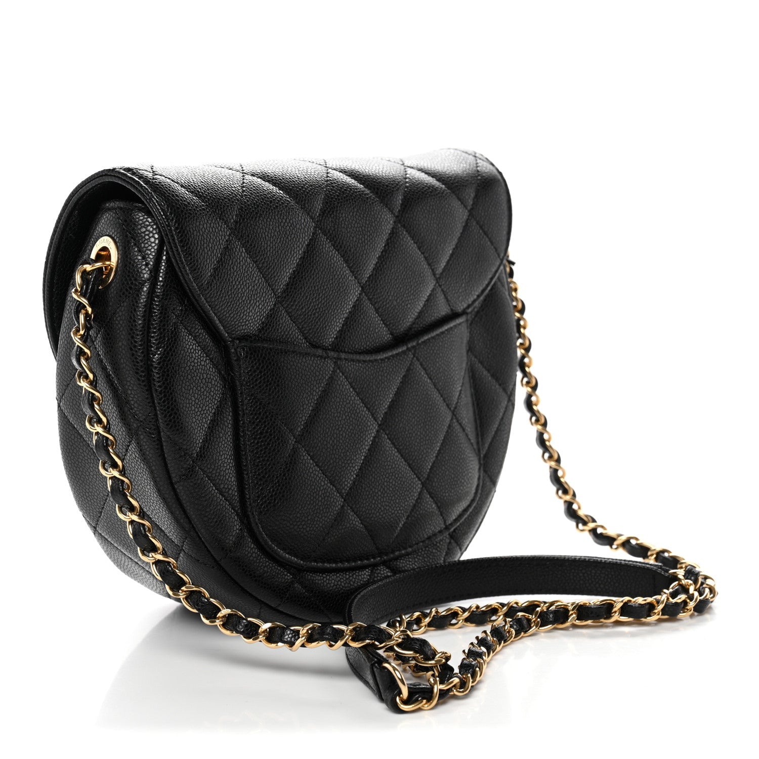 Caviar Quilted Small Messenger Flap Black