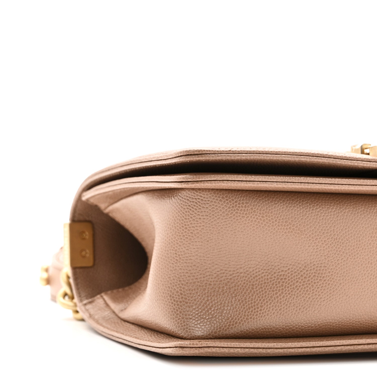 Caviar Chevron Quilted Medium Boy Flap Light Brown