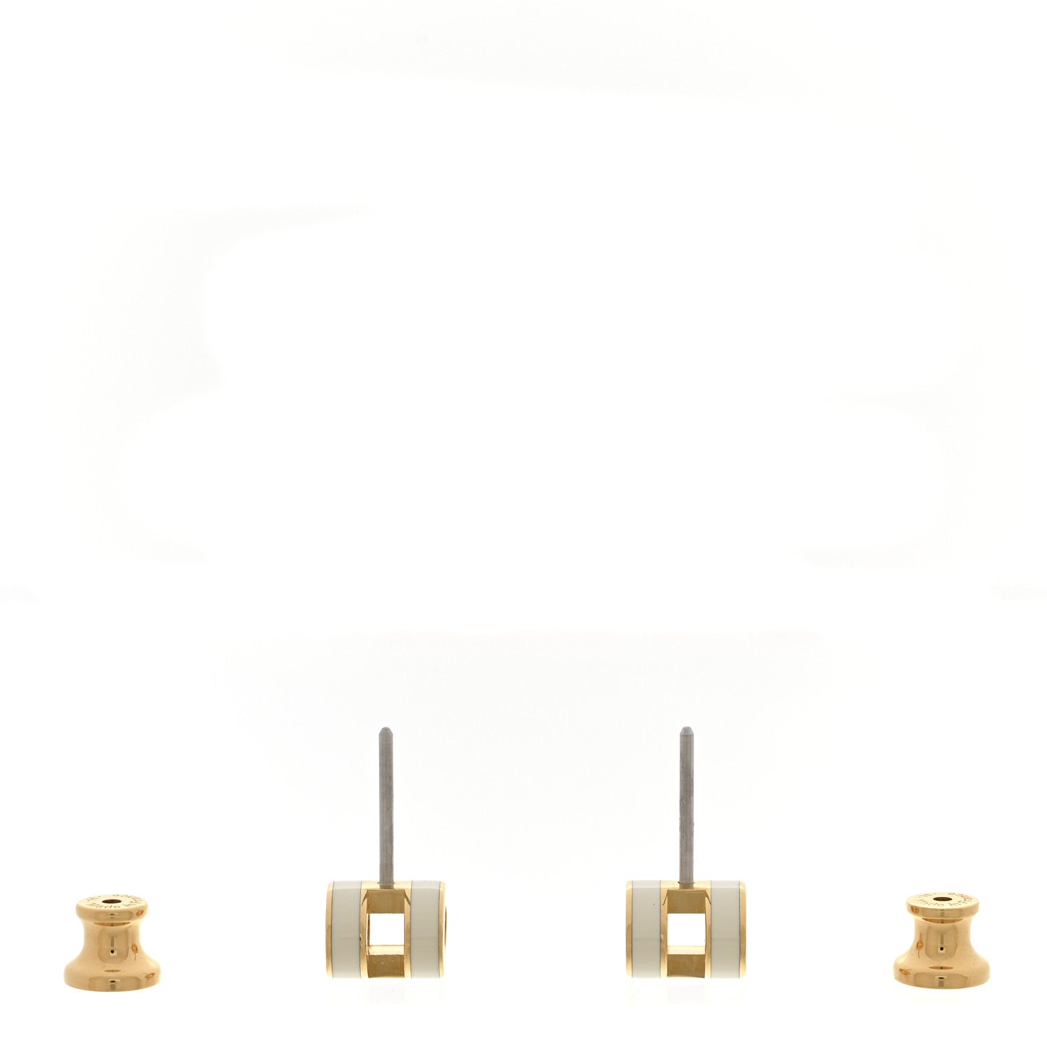 Gold Lacquered Pop H Earrings White