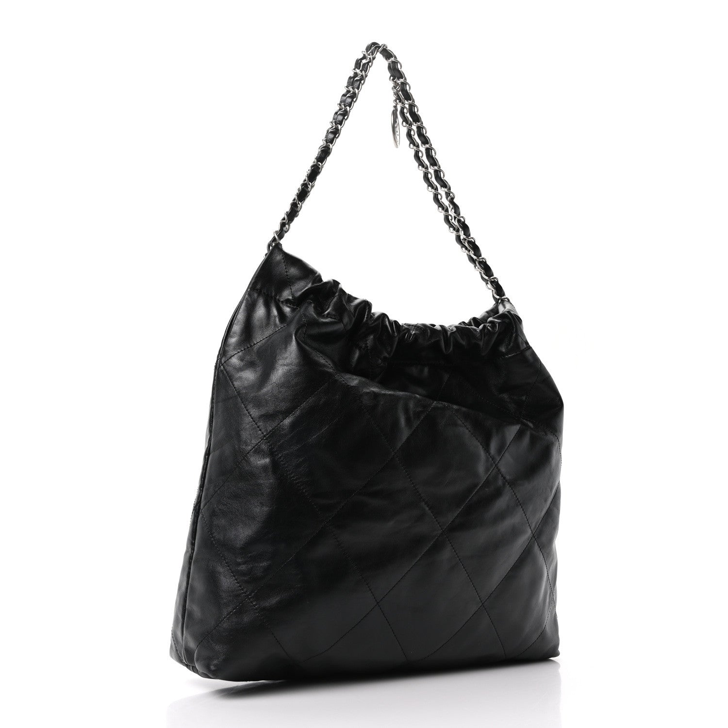 Shiny Calfskin Quilted Chanel 22 Black