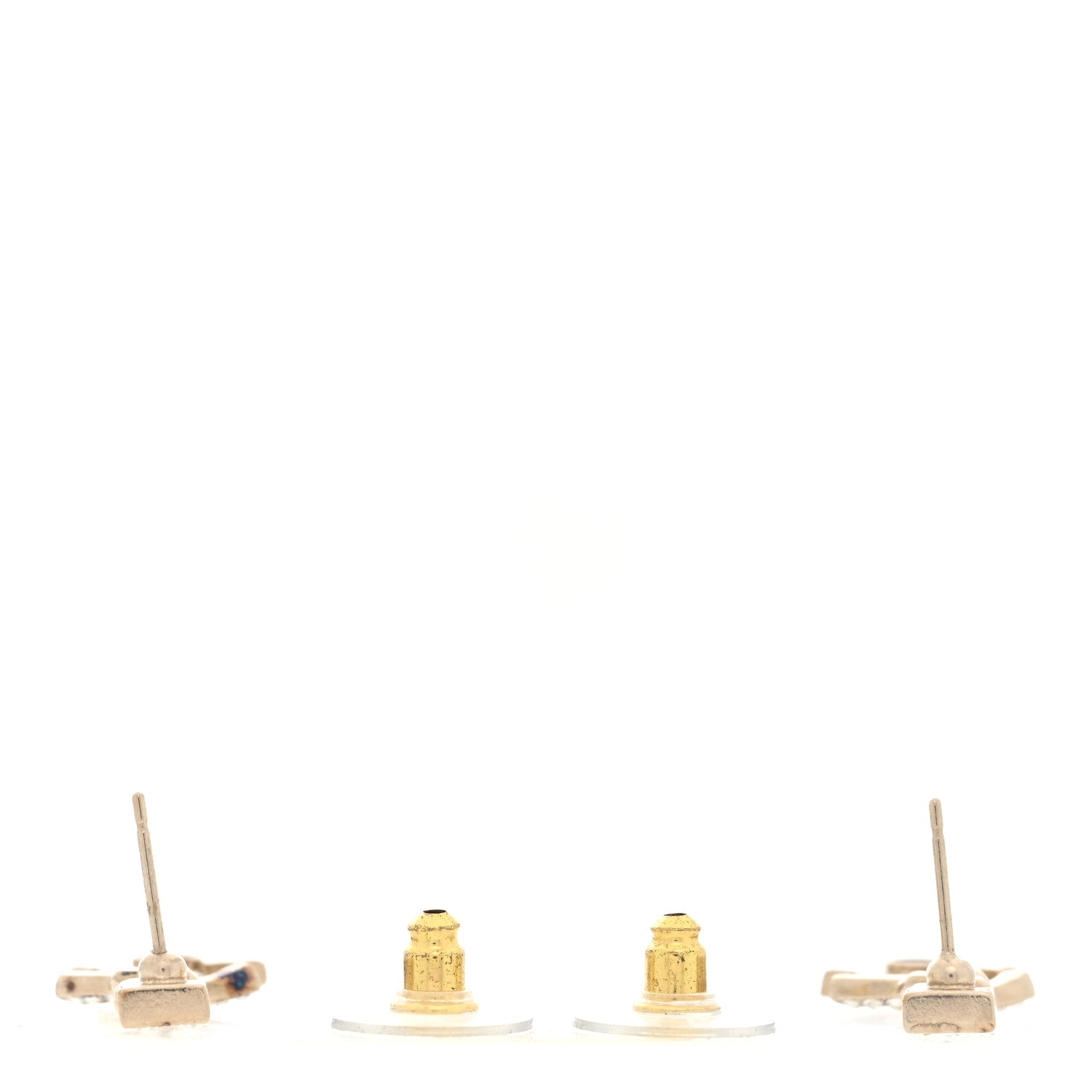 Metal Crystal Baguette CC Chain Drop Earrings Gold