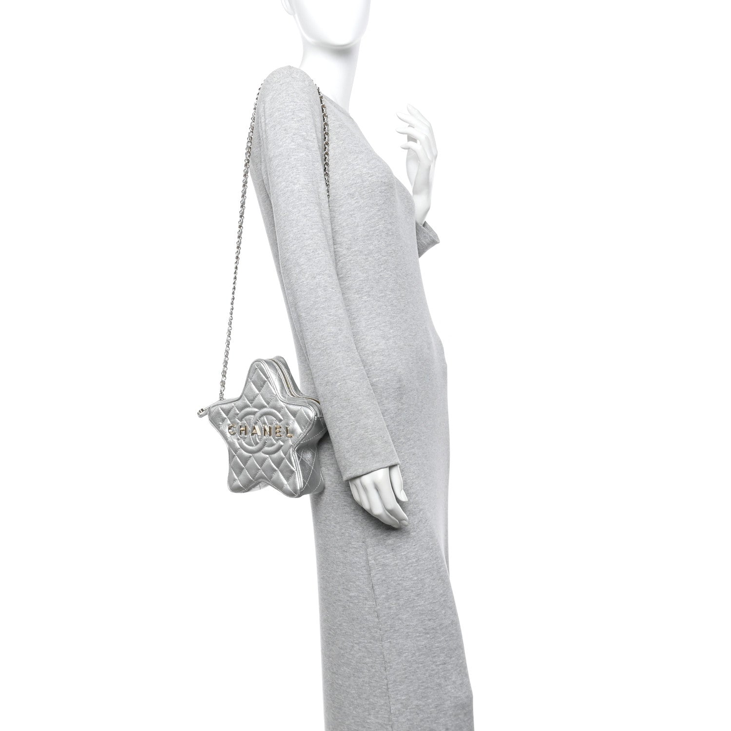 Metallic Lambskin Walk Of Fame Bag Silver