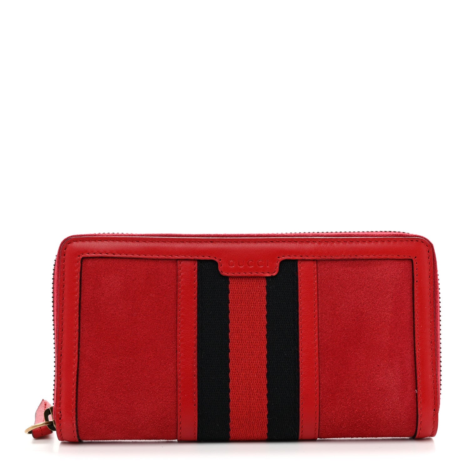 Suede Patent Web Ophidia Zip Around Wallet Hibiscus Red