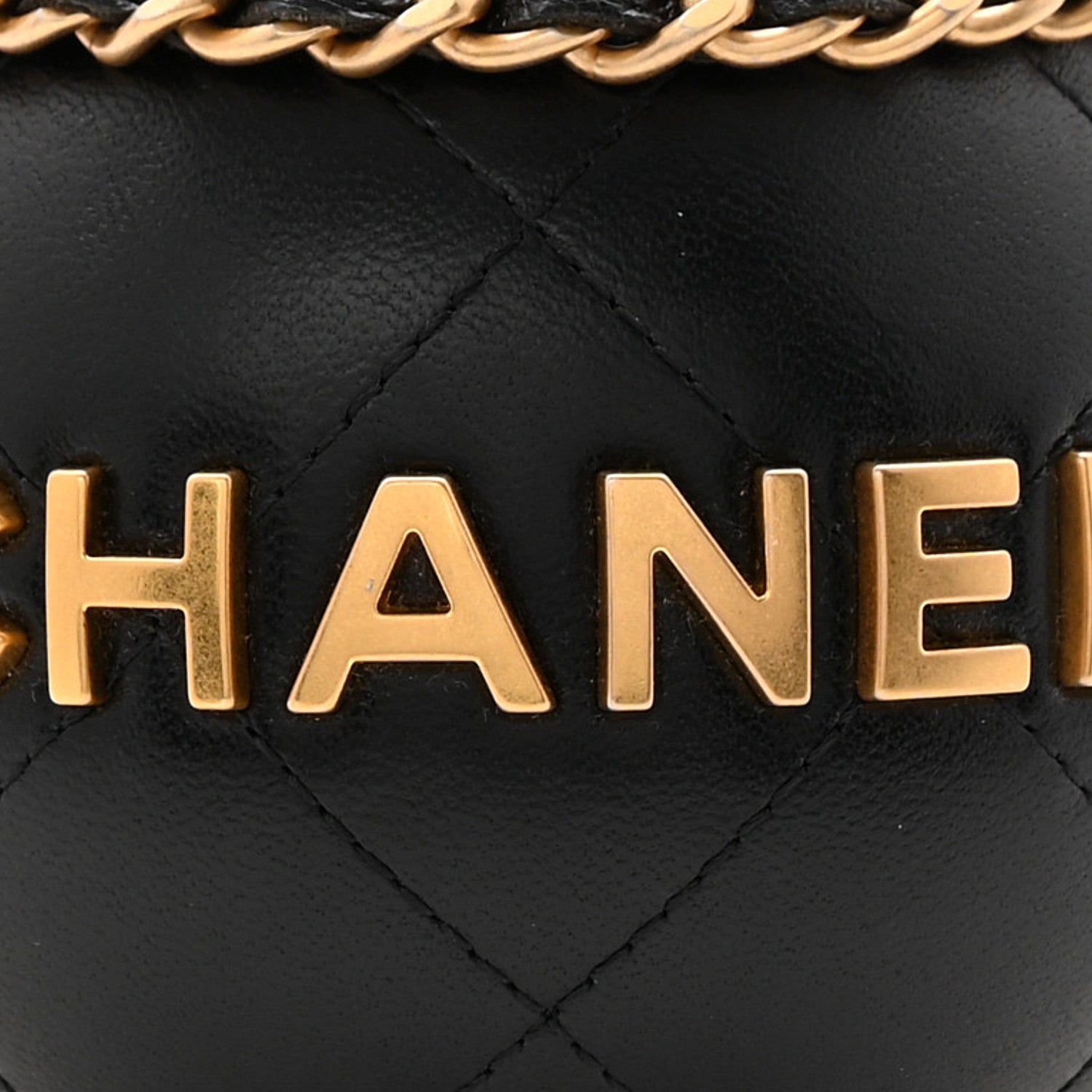 Lambskin Quilted Sphere Minaudiere Chain Clutch Black