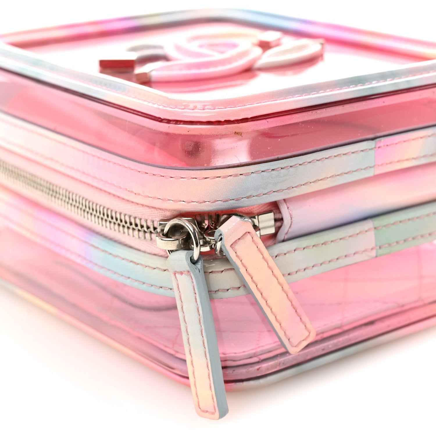 PVC Patent Calfskin Patent Lambskin Vertical Vanity Case Pink