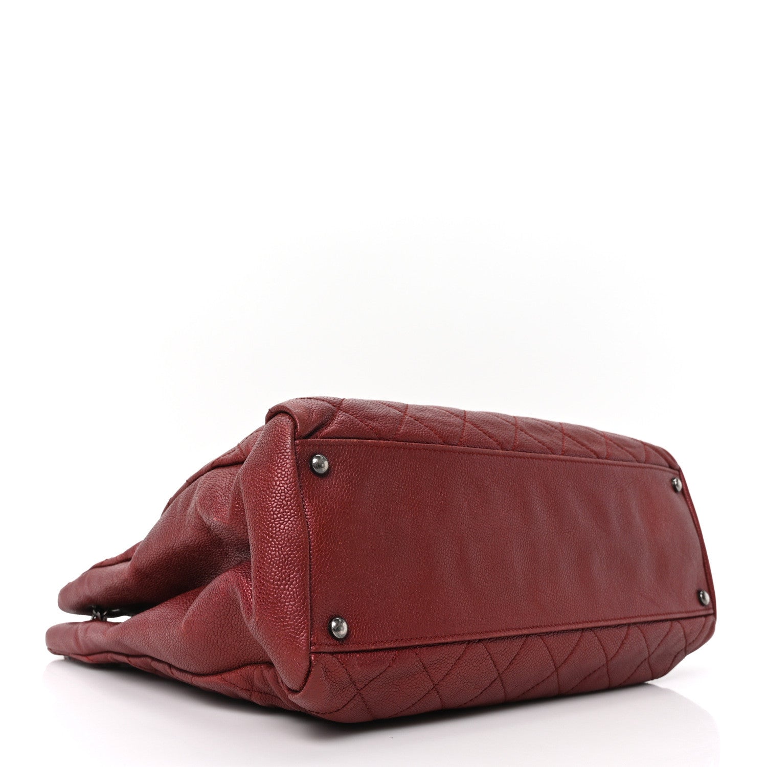 Iridescent Caviar Quilted Tall Chic Shopping Tote Red