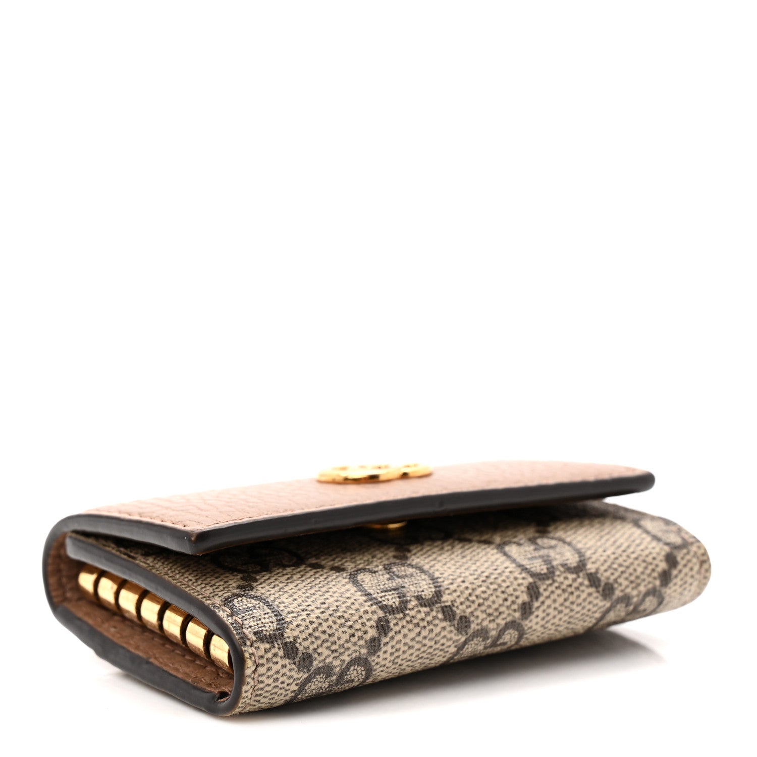 Dollar Calfskin GG Supreme Monogram GG Marmont 6 Key Holder Case Porcelain Rose Beige Ebony
