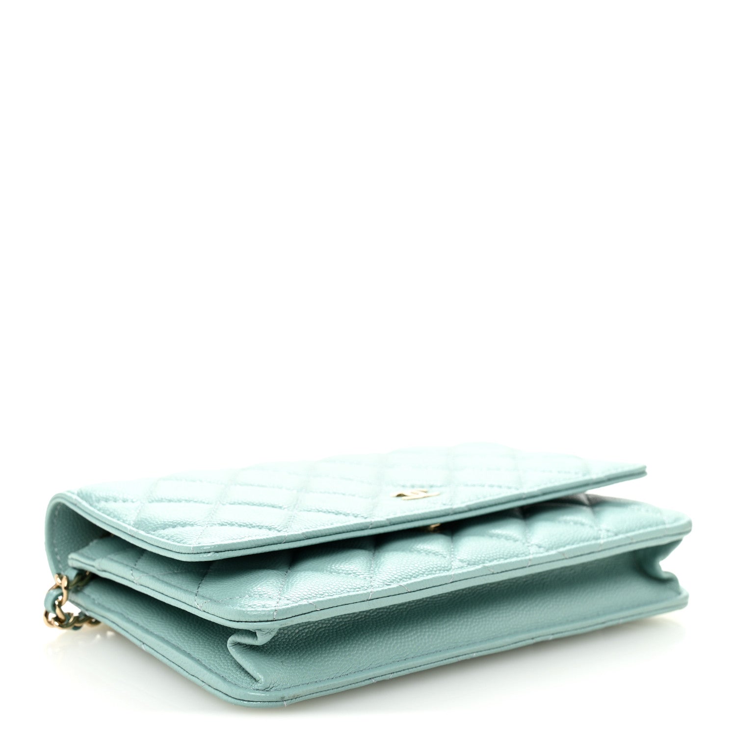 Caviar Quilted Wallet on Chain WOC Light Blue