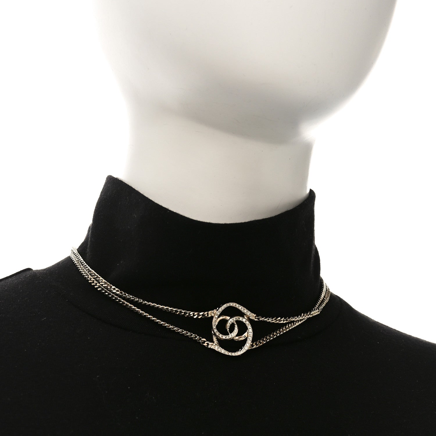 Crystal CC Oval Necklace Gold